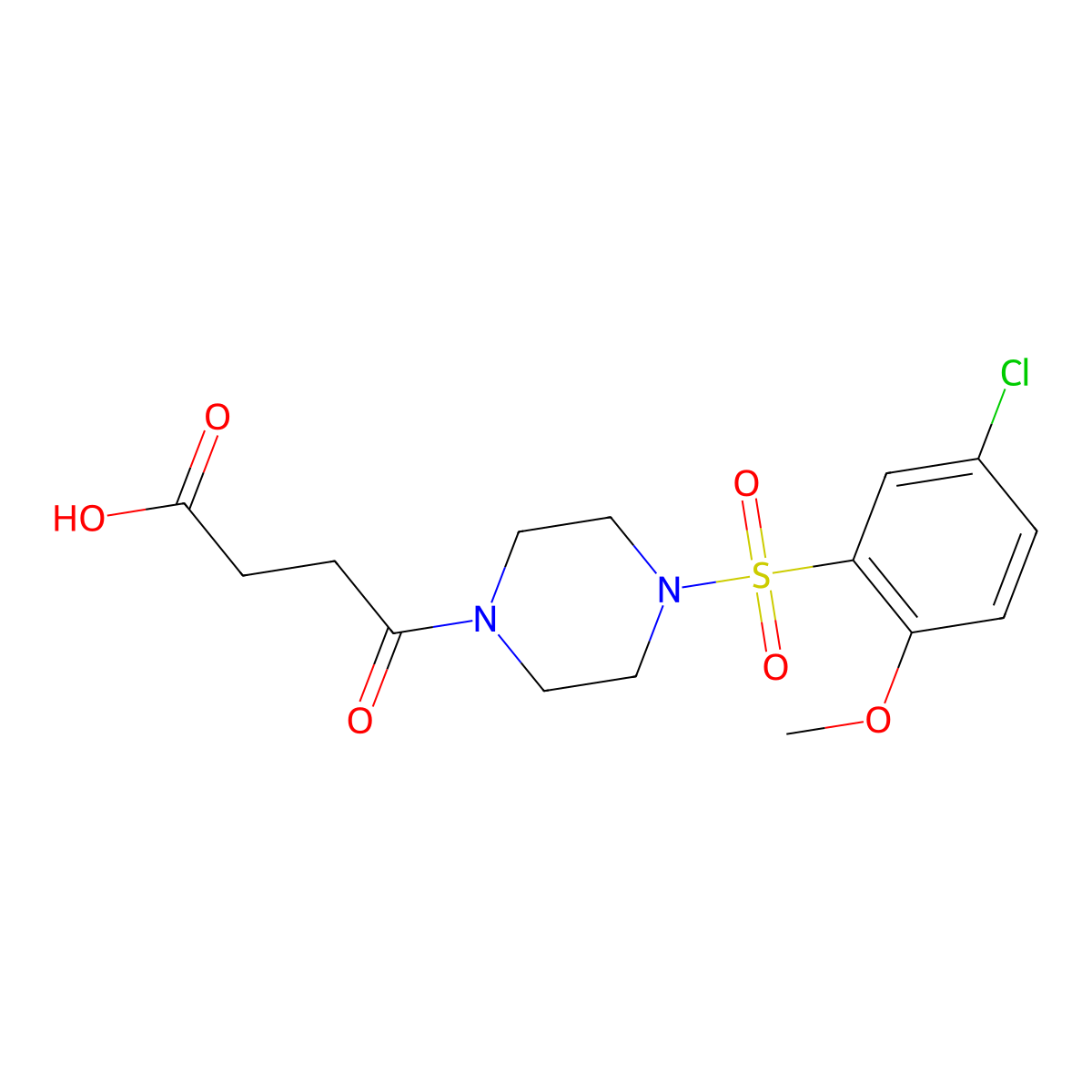 4-(4-(5-Chloro-2-methoxybenzenesulfonyl)piperazin-1-yl)-4-oxobutanoic acid molecular structure, CAS 1110717-62-8