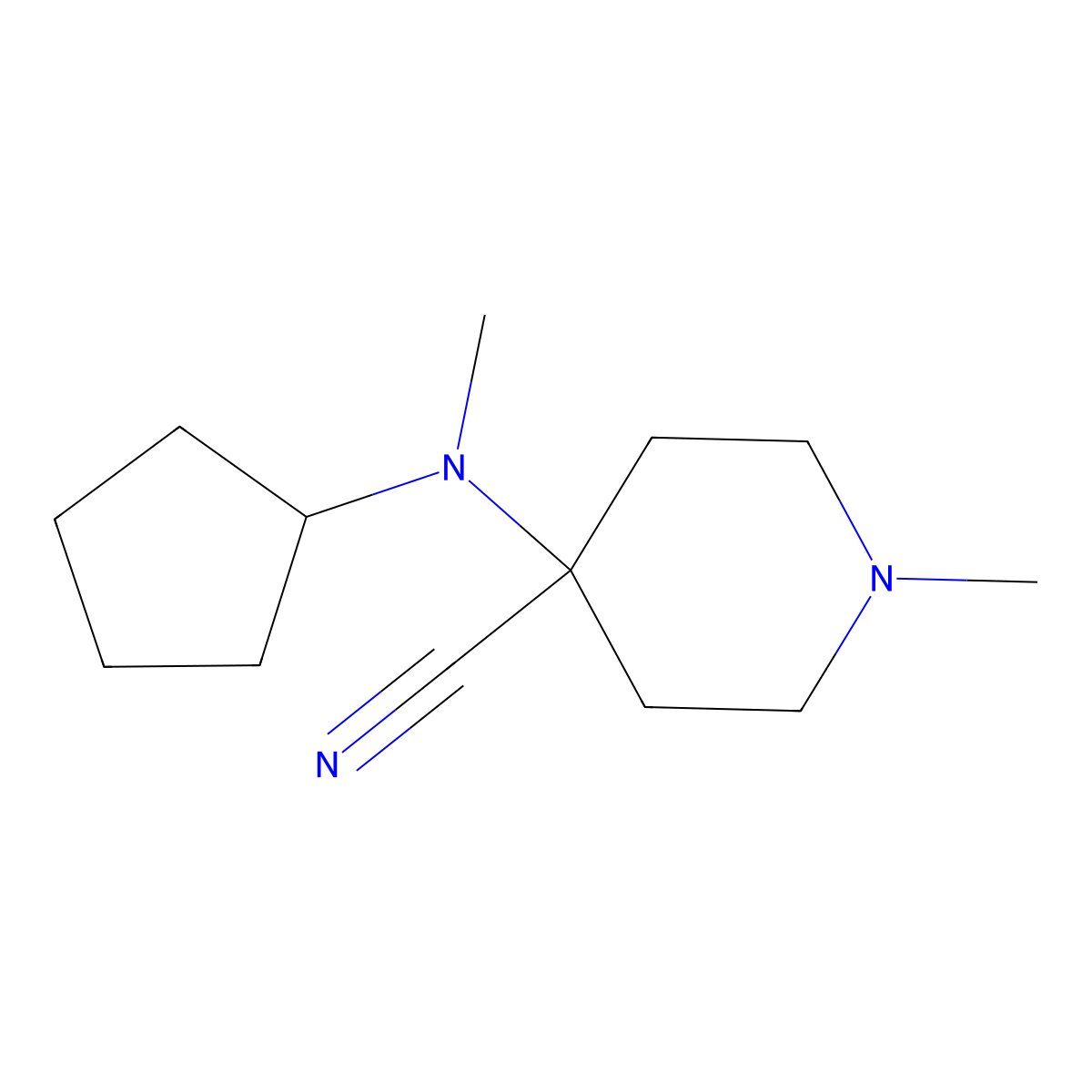 4-[Cyclopentyl(methyl)amino]-1-methylpiperidine-4-carbonitrile molecular structure, CAS 1110717-77-5
