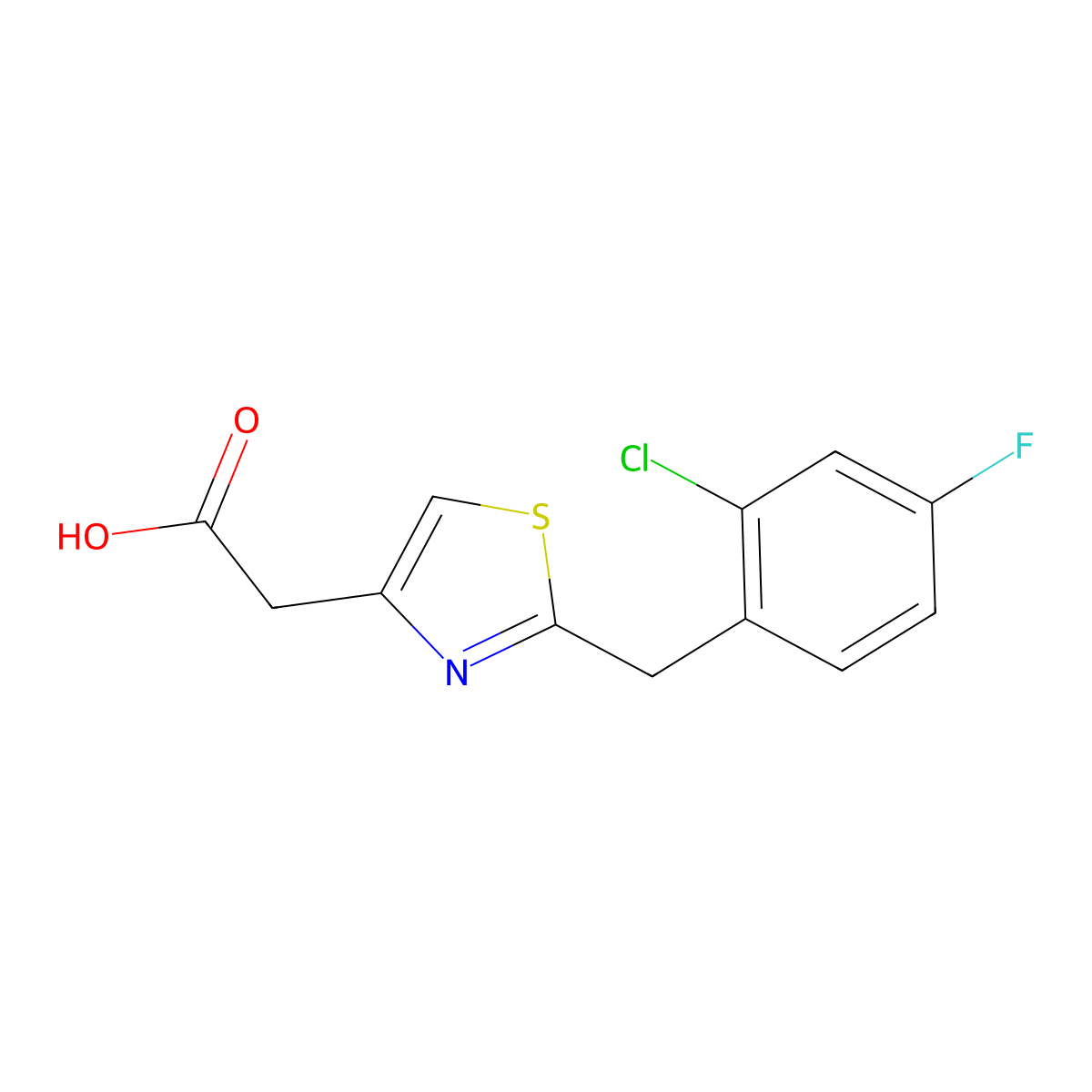 2-{2-[(2-Chloro-4-fluorophenyl)methyl]-1,3-thiazol-4-yl}acetic acid molecular structure, CAS 1110717-81-1