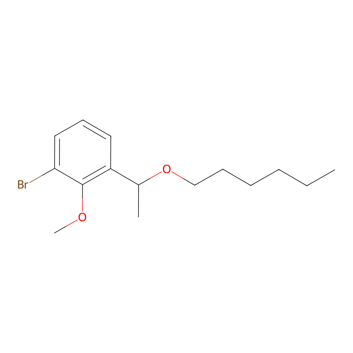 1-Bromo-3-((1S)-1-(hexyloxy)ethyl)-2-methoxybenzene molecular structure, CAS 1110767-94-6