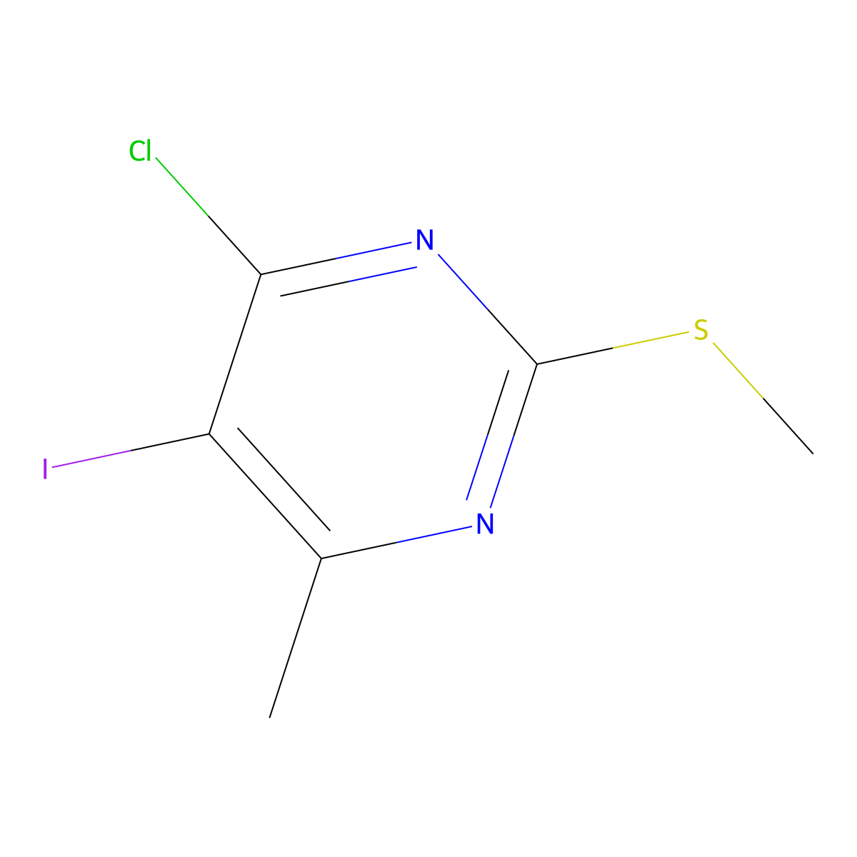 4-Chloro-5-iodo-6-methyl-2-(methylthio)pyrimidine molecular structure, CAS 111079-18-6