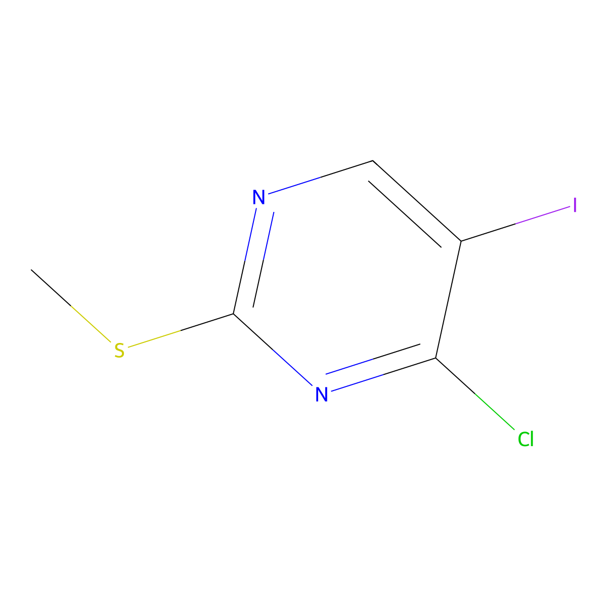 4-Chloro-5-iodo-2-(methylthio)pyrimidine molecular structure, CAS 111079-19-7