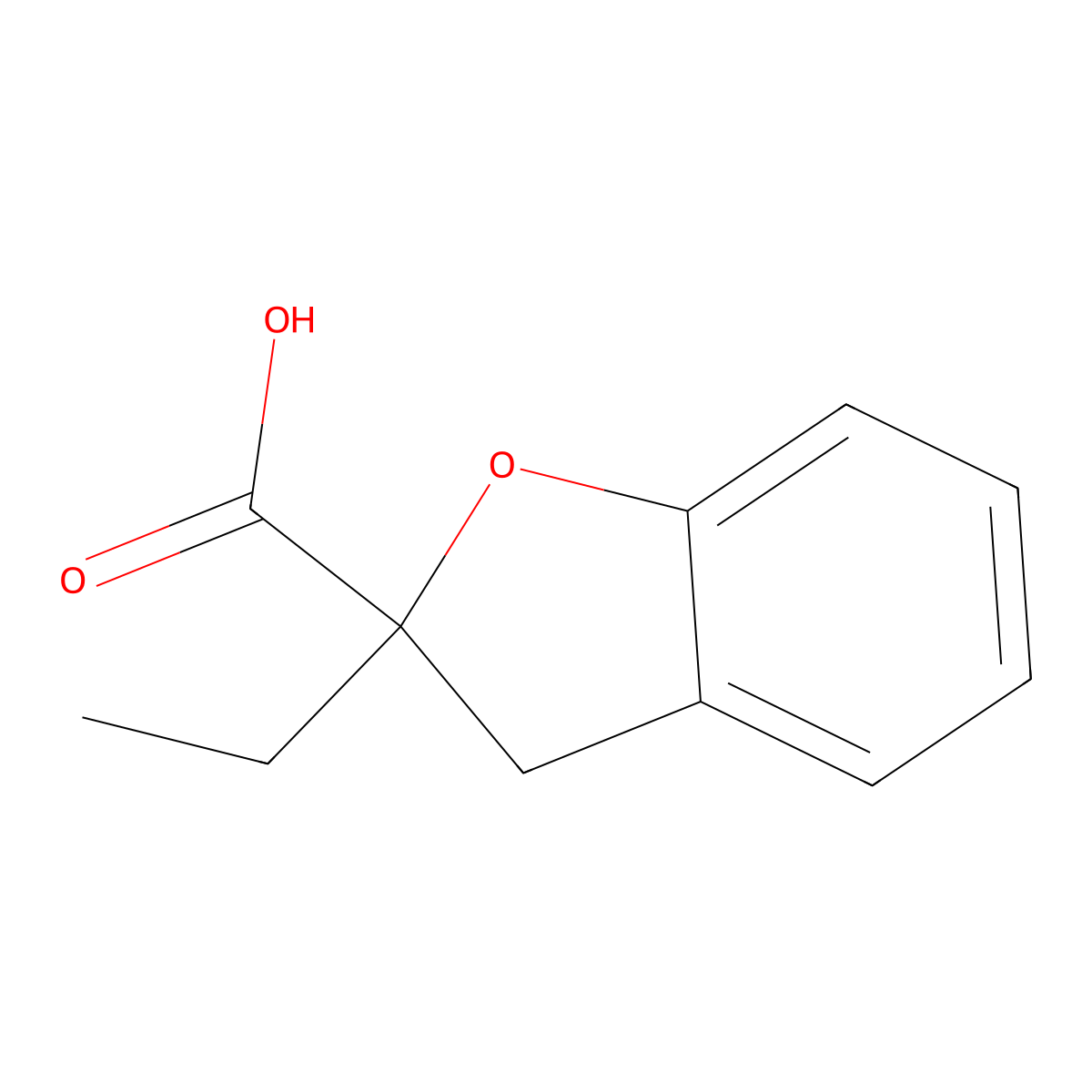 2-Ethyl-2,3-dihydrobenzofuran-2-carboxylic acid molecular structure, CAS 111080-50-3