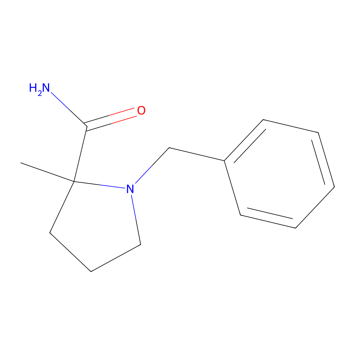 1-Benzyl-2-methylpyrrolidine-2-carboxamide molecular structure, CAS 111080-58-1