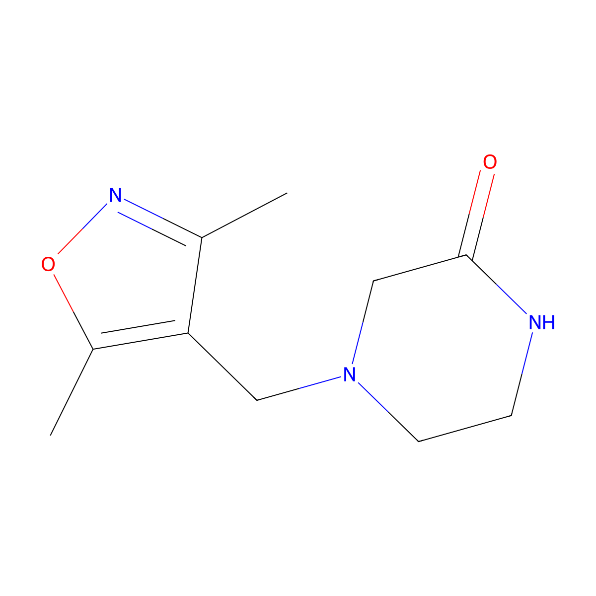 4-((3,5-Dimethylisoxazol-4-yl)methyl)piperazin-2-one molecular structure, CAS 1110821-59-4