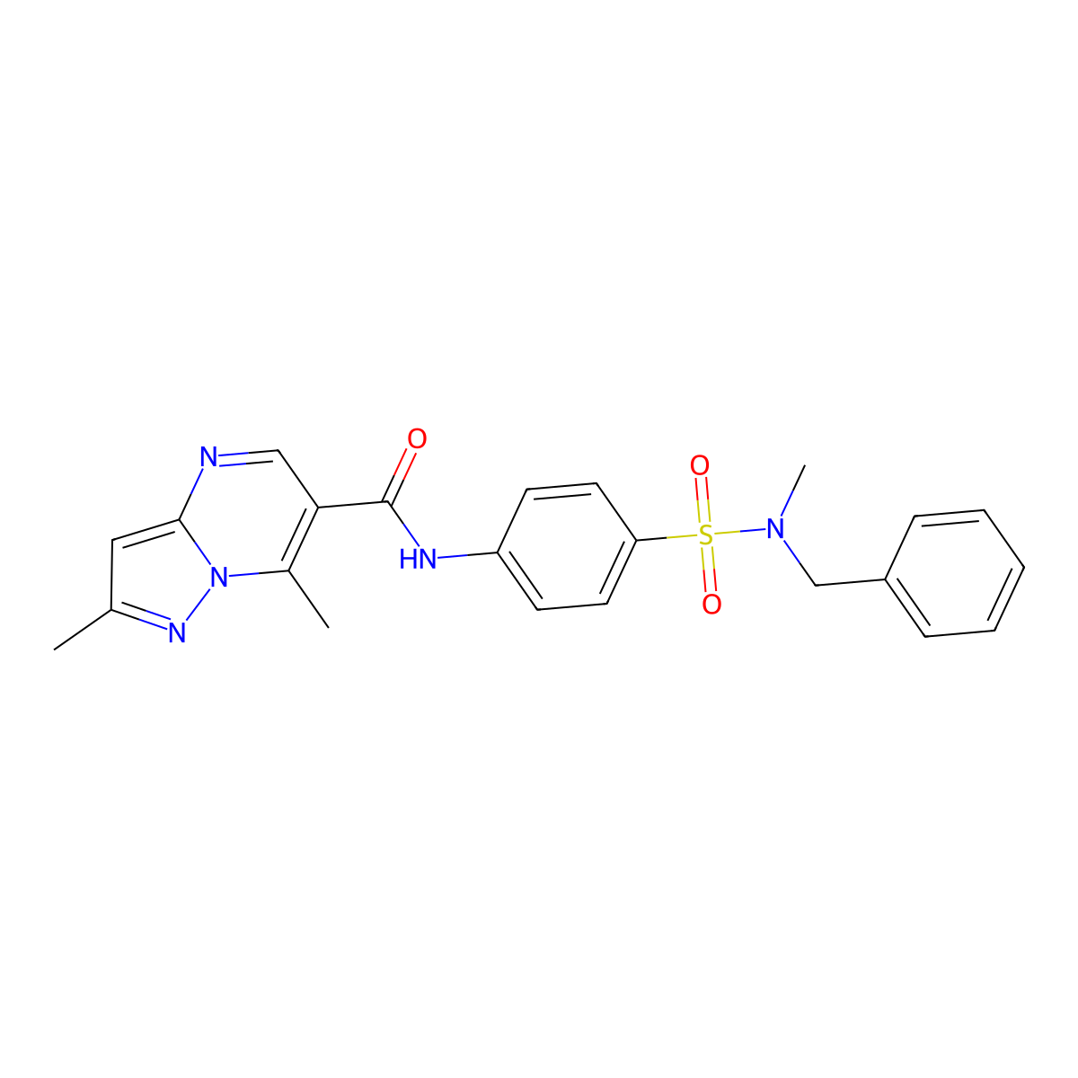 N-{4-[benzyl(methyl)sulfamoyl]phenyl}-2,7-dimethylpyrazolo[1,5-a]pyrimidine-6-carboxamide molecular structure, CAS 1110822-67-7