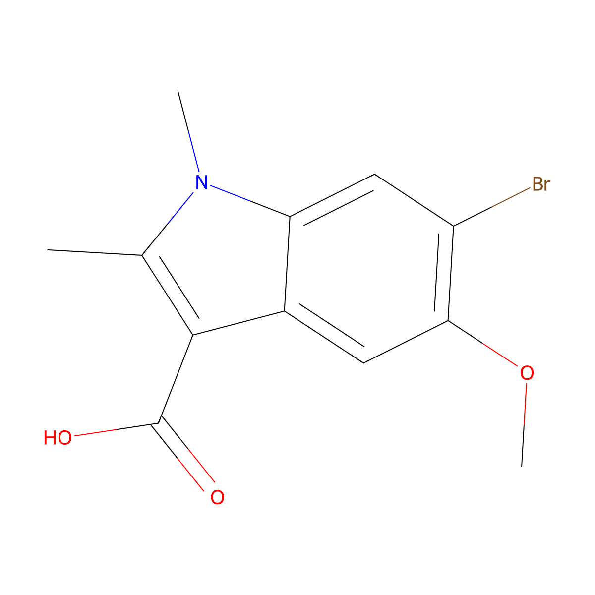 6-Bromo-5-methoxy-1,2-dimethyl-1H-indole-3-carboxylic acid molecular structure, CAS 111083-28-4