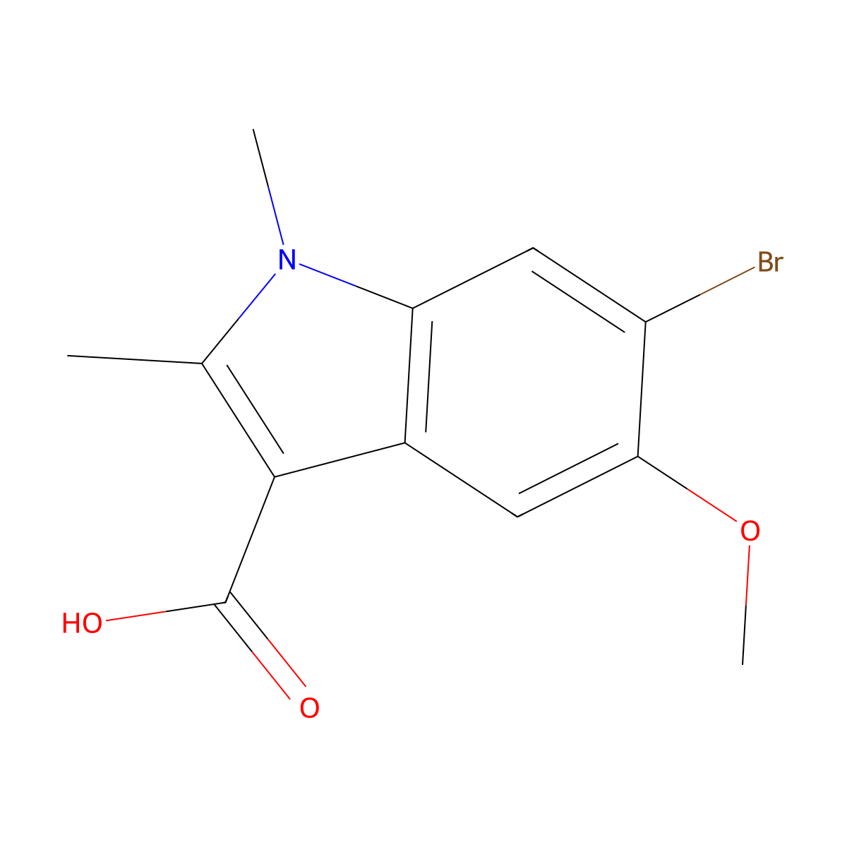 6-Bromo-5-methoxy-1,2-dimethyl-1H-indole-3-carboxylic acid molecular structure, CAS 111083-28-4
