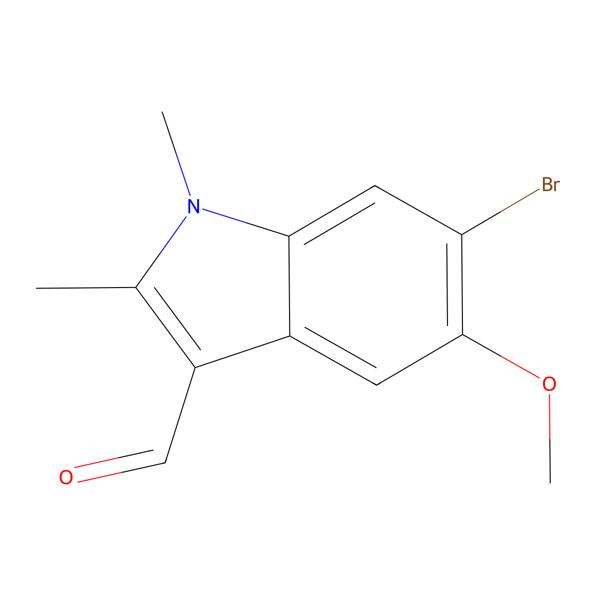 6-Bromo-5-methoxy-1,2-dimethyl-1H-indole-3-carbaldehyde molecular structure, CAS 111083-32-0