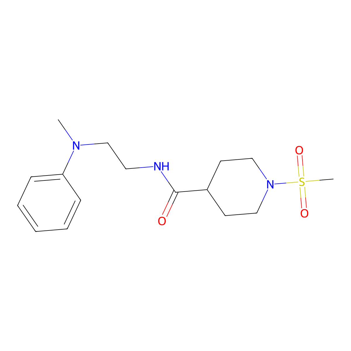 N-{2-[methyl(phenyl)amino]ethyl}-1-(methylsulfonyl)piperidine-4-carboxamide molecular structure, CAS 1110845-20-9
