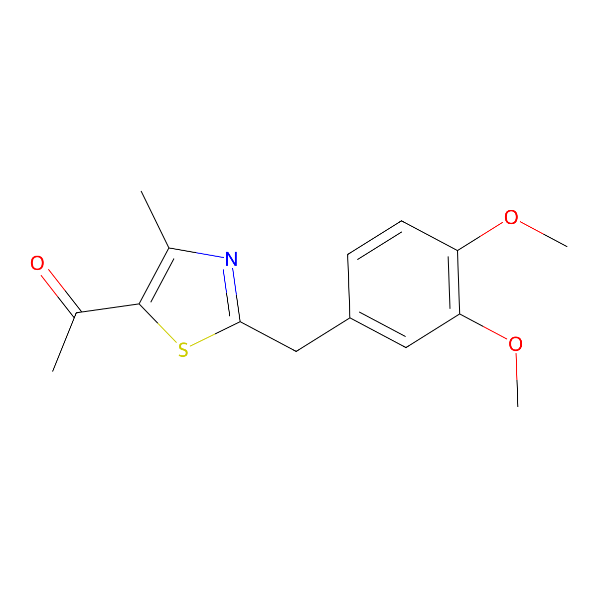 1-{2-[(3,4-Dimethoxyphenyl)methyl]-4-methyl-1,3-thiazol-5-yl}ethan-1-one molecular structure, CAS 1110903-37-1