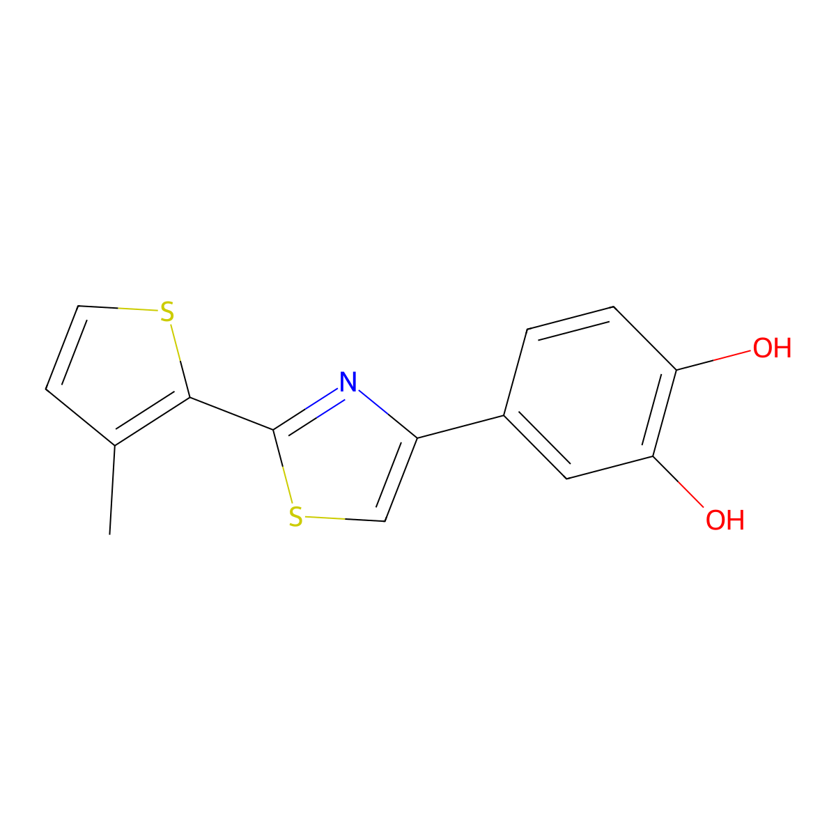 4-[2-(3-Methylthiophen-2-yl)-1,3-thiazol-4-yl]benzene-1,2-diol molecular structure, CAS 1110905-26-4