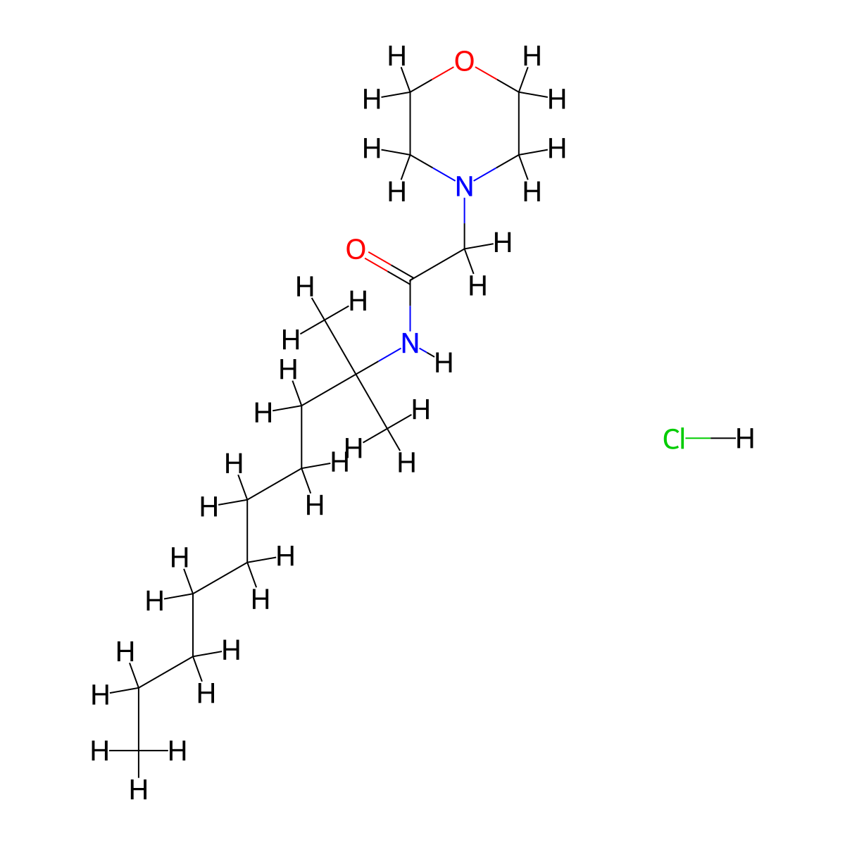 4-Morpholineacetamide, N-(1,1-dimethylnonyl)-, hydrochloride molecular structure, CAS 111091-24-8