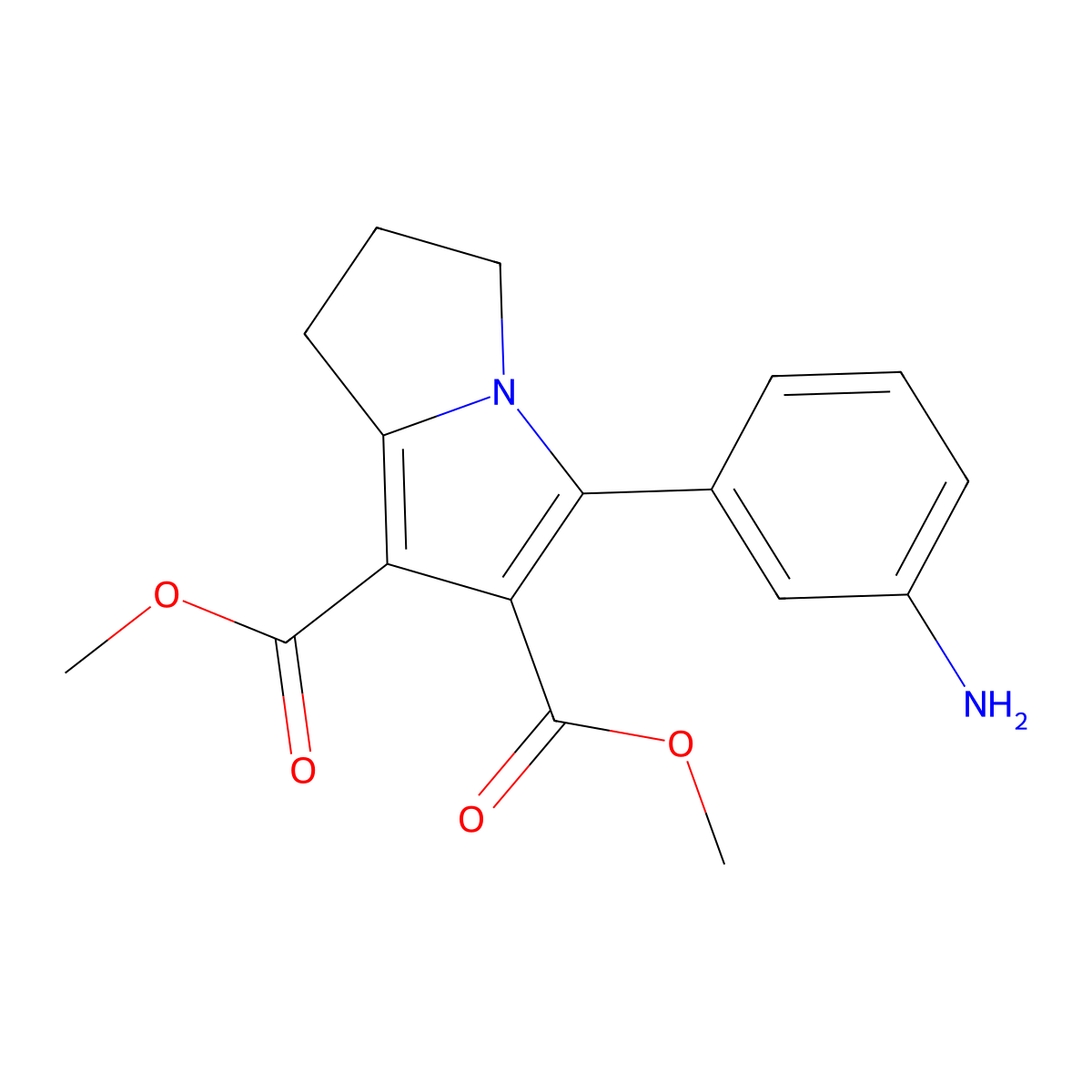 6,7-dimethyl 5-(3-aminophenyl)-2,3-dihydro-1H-pyrrolizine-6,7-dicarboxylate molecular structure, CAS 1110927-76-8