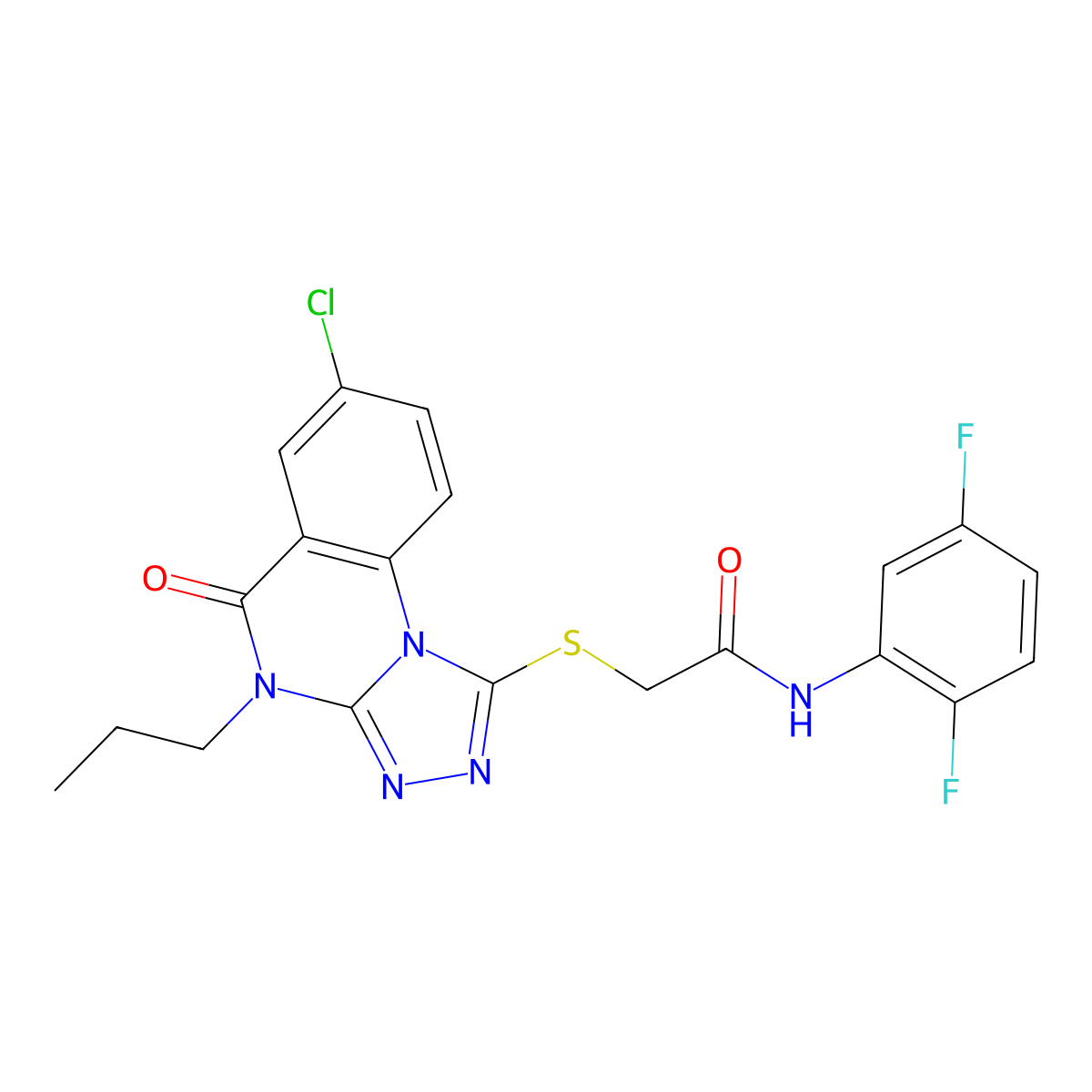 2-((7-chloro-5-oxo-4-propyl-4,5-dihydro-[1,2,4]triazolo[4,3-a]quinazolin-1-yl)thio)-N-(2,5-difluorophenyl)acetamide molecular structure, CAS 1110963-33-1