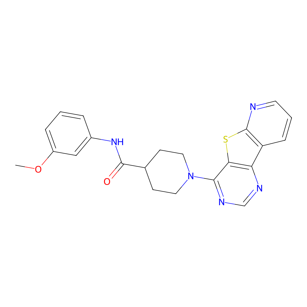 N-(3-methoxyphenyl)-1-(pyrido[3',2':4,5]thieno[3,2-d]pyrimidin-4-yl)piperidine-4-carboxamide molecular structure, CAS 1110968-71-2