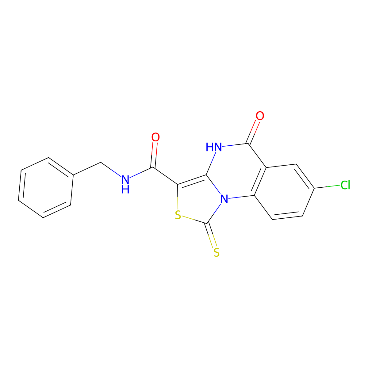 N-benzyl-7-chloro-5-oxo-1-thioxo-4,5-dihydro-1H-thiazolo[3,4-a]quinazoline-3-carboxamide molecular structure, CAS 1110969-77-1