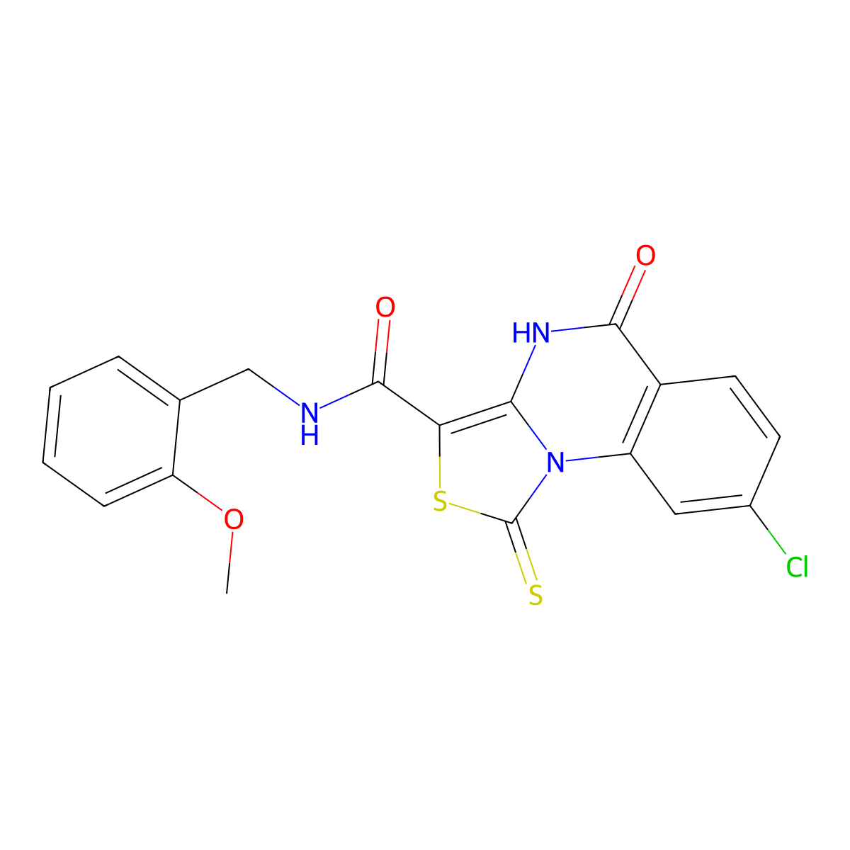 8-chloro-N-(2-methoxybenzyl)-5-oxo-1-thioxo-4,5-dihydro-1H-thiazolo[3,4-a]quinazoline-3-carboxamide molecular structure, CAS 1110970-21-2