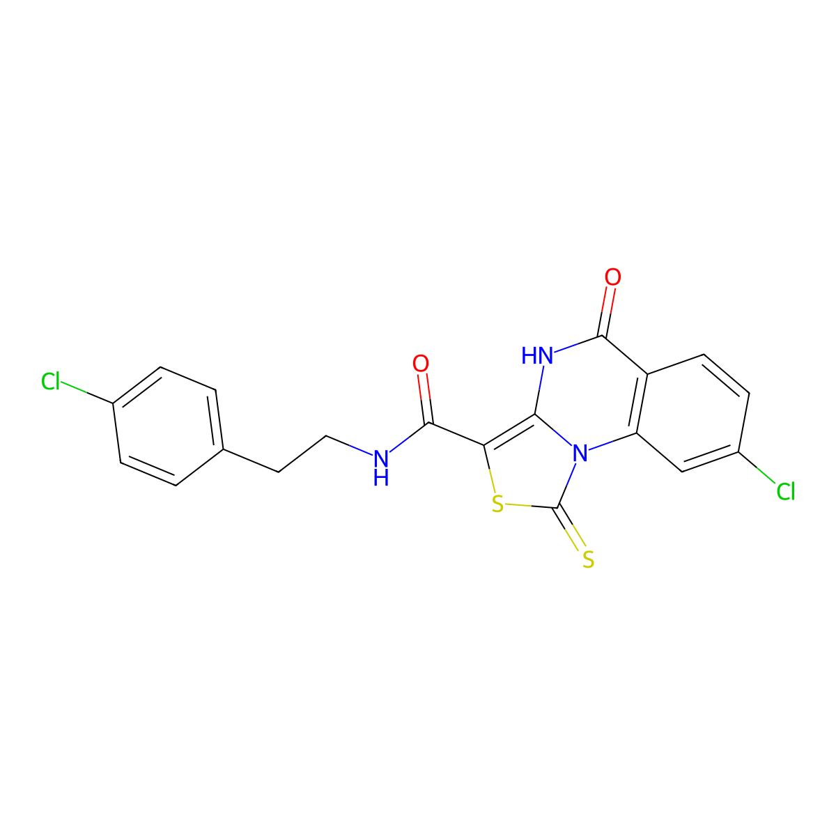 8-chloro-N-(4-chlorophenethyl)-5-oxo-1-thioxo-4,5-dihydro-1H-thiazolo[3,4-a]quinazoline-3-carboxamide molecular structure, CAS 1110970-25-6