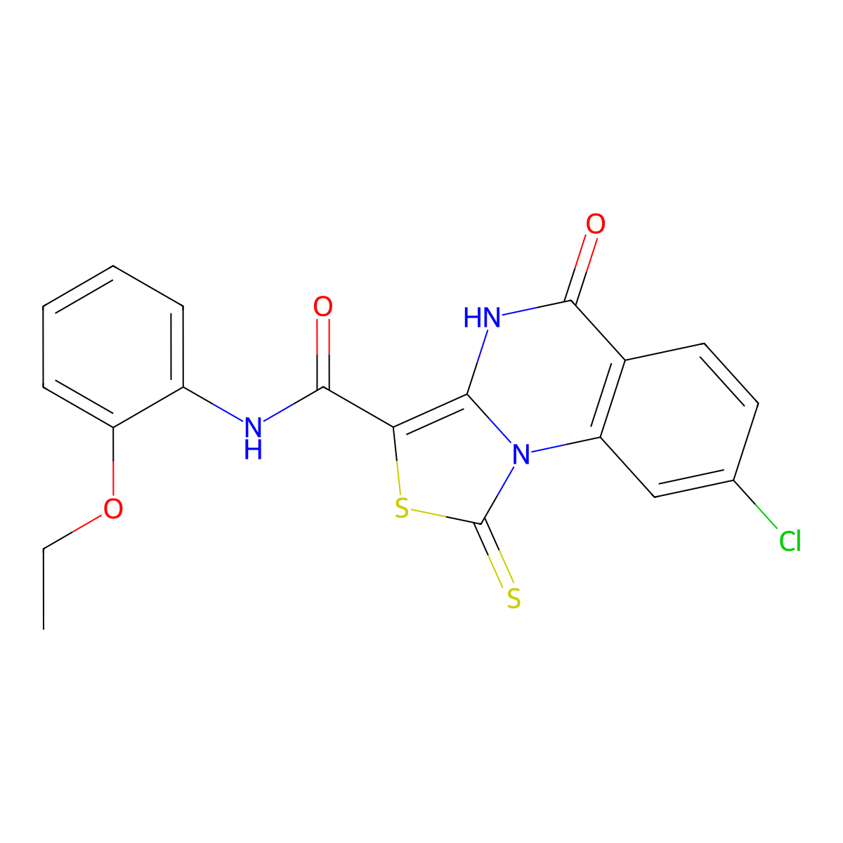 8-chloro-N-(2-ethoxyphenyl)-5-oxo-1-thioxo-4,5-dihydro-1H-thiazolo[3,4-a]quinazoline-3-carboxamide molecular structure, CAS 1110970-33-6