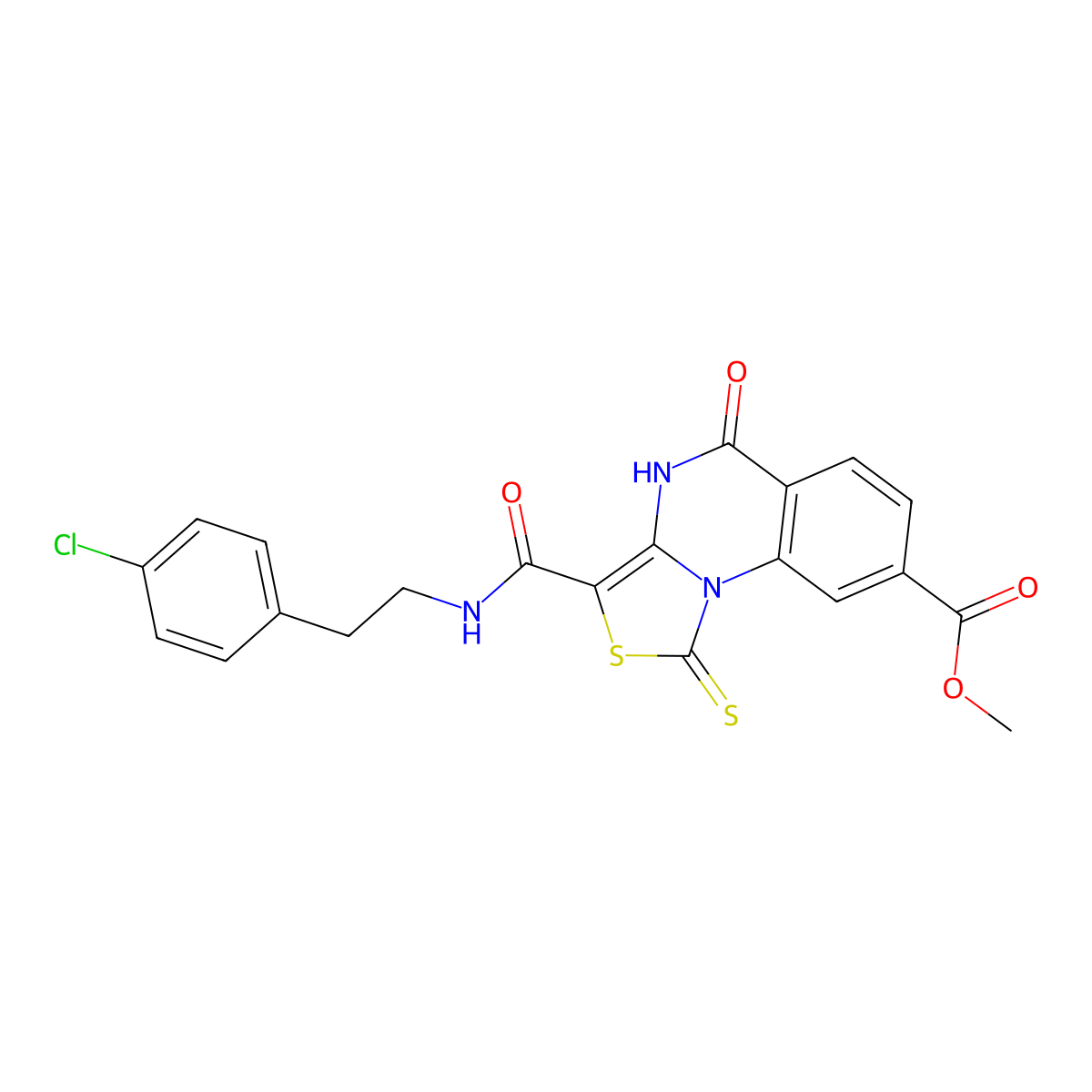 methyl 3-((4-chlorophenethyl)carbamoyl)-5-oxo-1-thioxo-4,5-dihydro-1H-thiazolo[3,4-a]quinazoline-8-carboxylate molecular structure, CAS 1110970-62-1