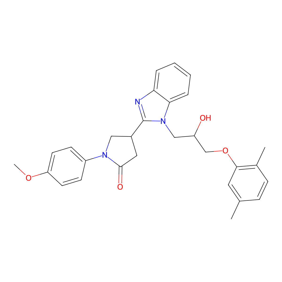 4-{1-[3-(2,5-dimethylphenoxy)-2-hydroxypropyl]-1H-1,3-benzodiazol-2-yl}-1-(4-methoxyphenyl)pyrrolidin-2-one molecular structure, CAS 1110972-64-9