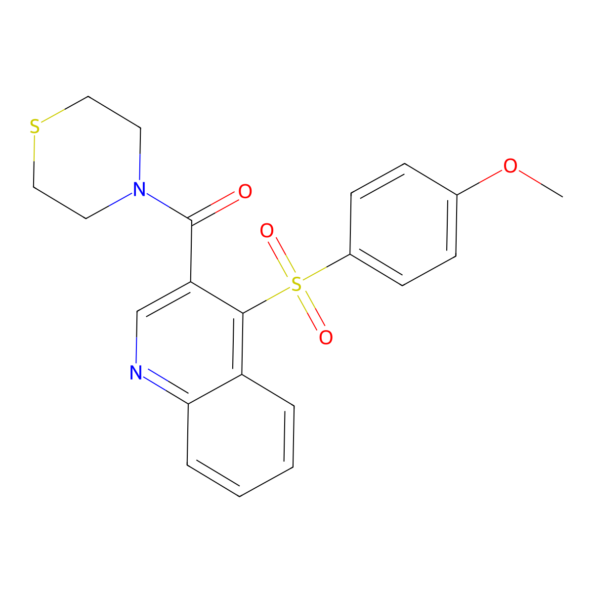 (4-((4-Methoxyphenyl)sulfonyl)quinolin-3-yl)(thiomorpholino)methanone molecular structure, CAS 1110975-86-4