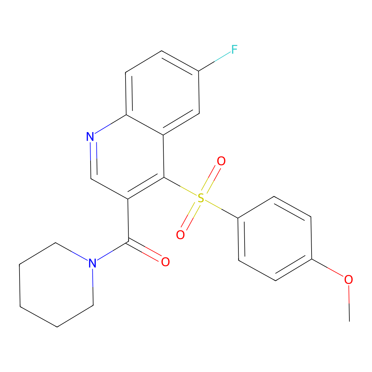6-Fluoro-4-(4-methoxybenzenesulfonyl)-3-(piperidine-1-carbonyl)quinoline molecular structure, CAS 1110976-11-8