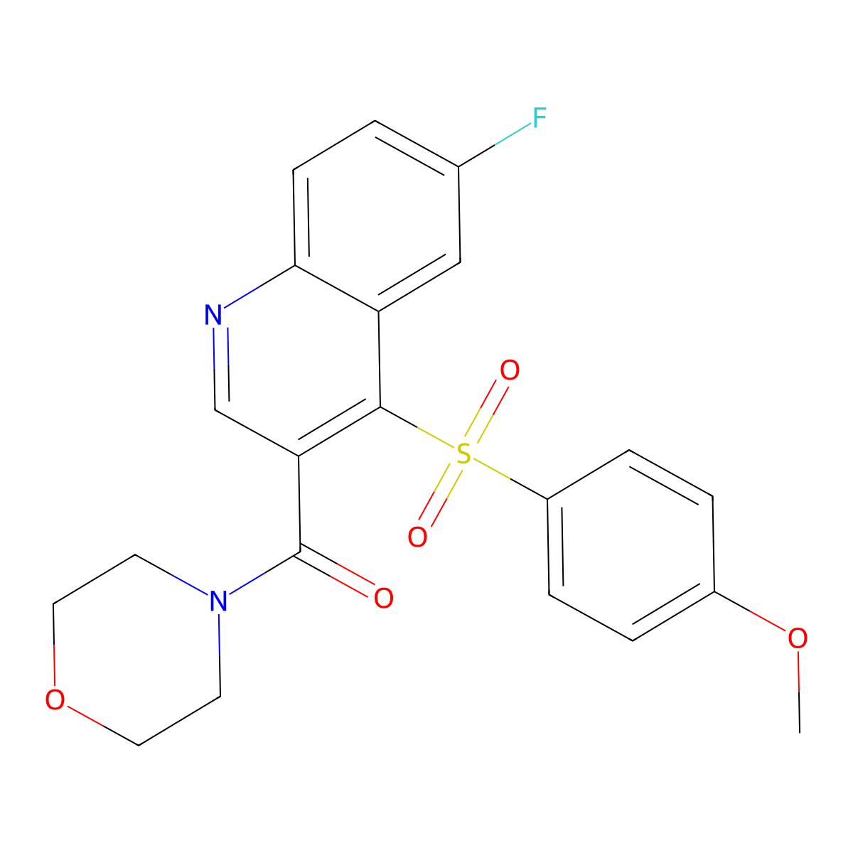 (6-Fluoro-4-((4-methoxyphenyl)sulfonyl)quinolin-3-yl)(morpholino)methanone molecular structure, CAS 1110976-26-5