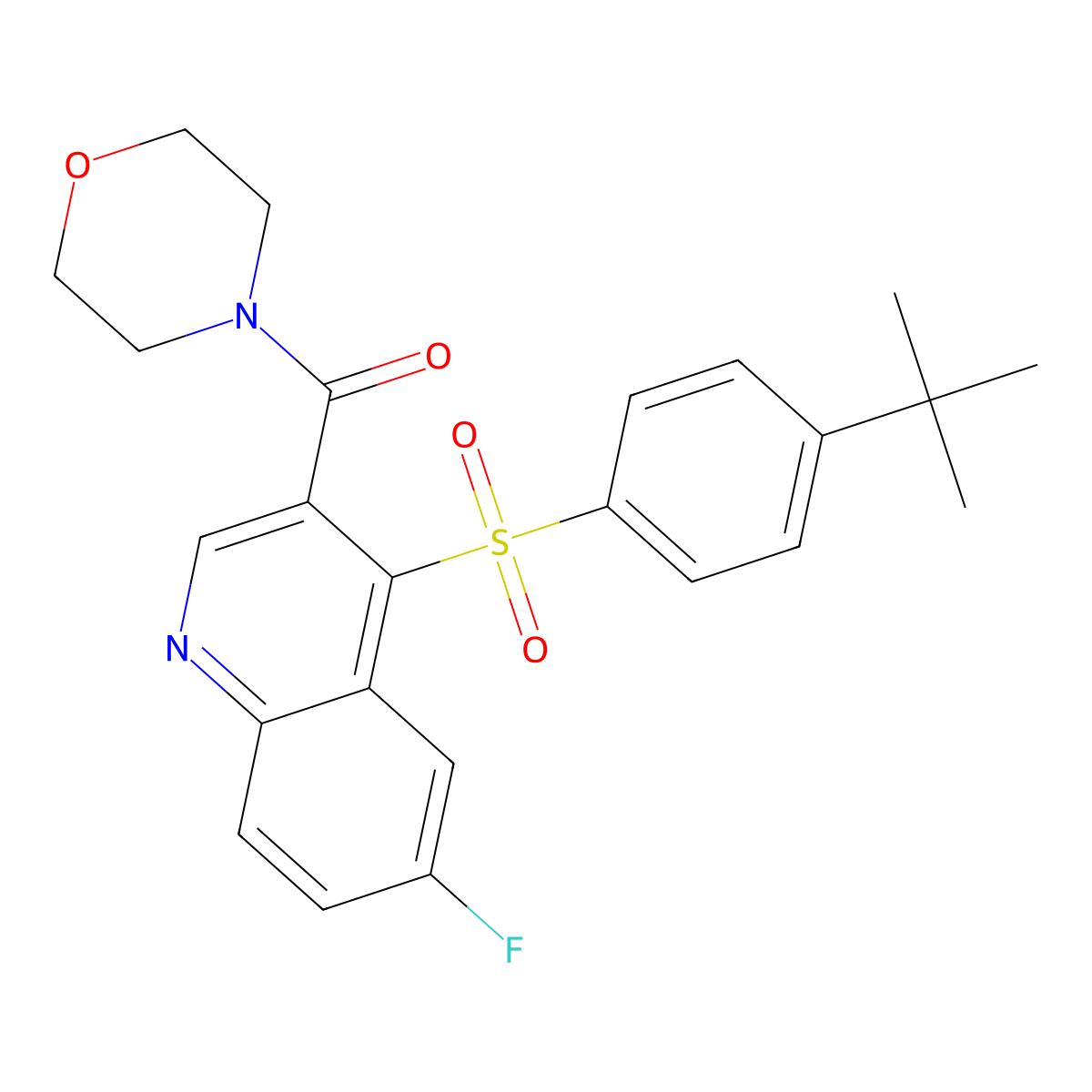 (4-((4-(Tert-butyl)phenyl)sulfonyl)-6-fluoroquinolin-3-yl)(morpholino)methanone molecular structure, CAS 1110976-40-3
