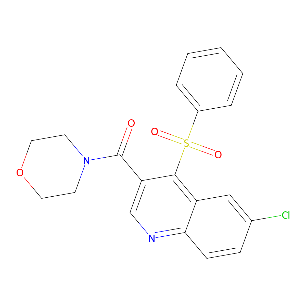 (6-Chloro-4-(phenylsulfonyl)quinolin-3-yl)(morpholino)methanone molecular structure, CAS 1110976-72-1