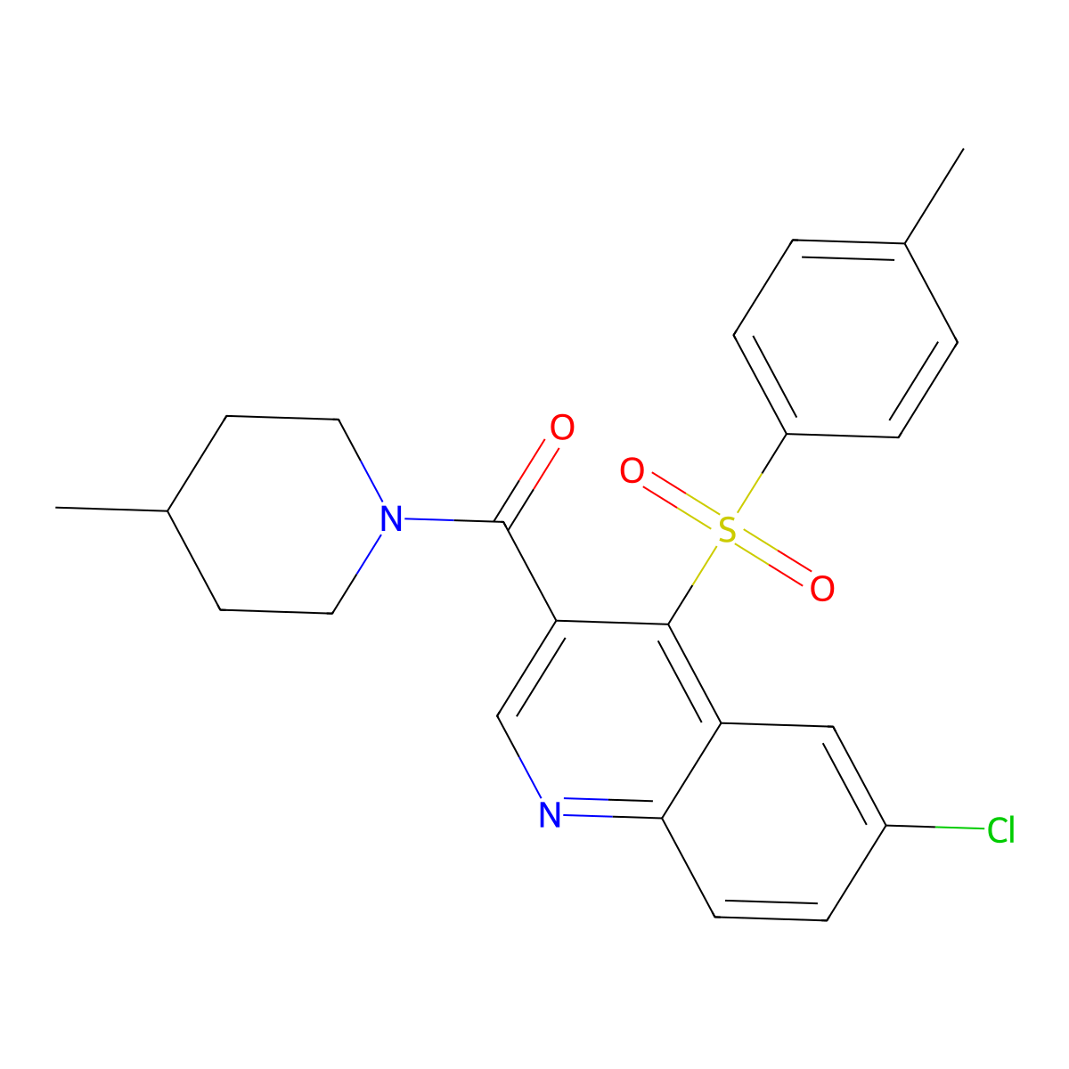 (6-Chloro-4-tosylquinolin-3-yl)(4-methylpiperidin-1-yl)methanone molecular structure, CAS 1110976-92-5
