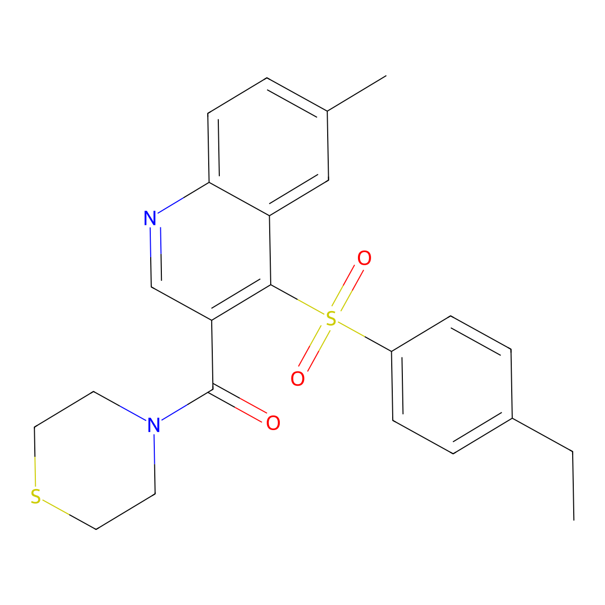 (4-((4-Ethylphenyl)sulfonyl)-6-methylquinolin-3-yl)(thiomorpholino)methanone molecular structure, CAS 1110977-04-2
