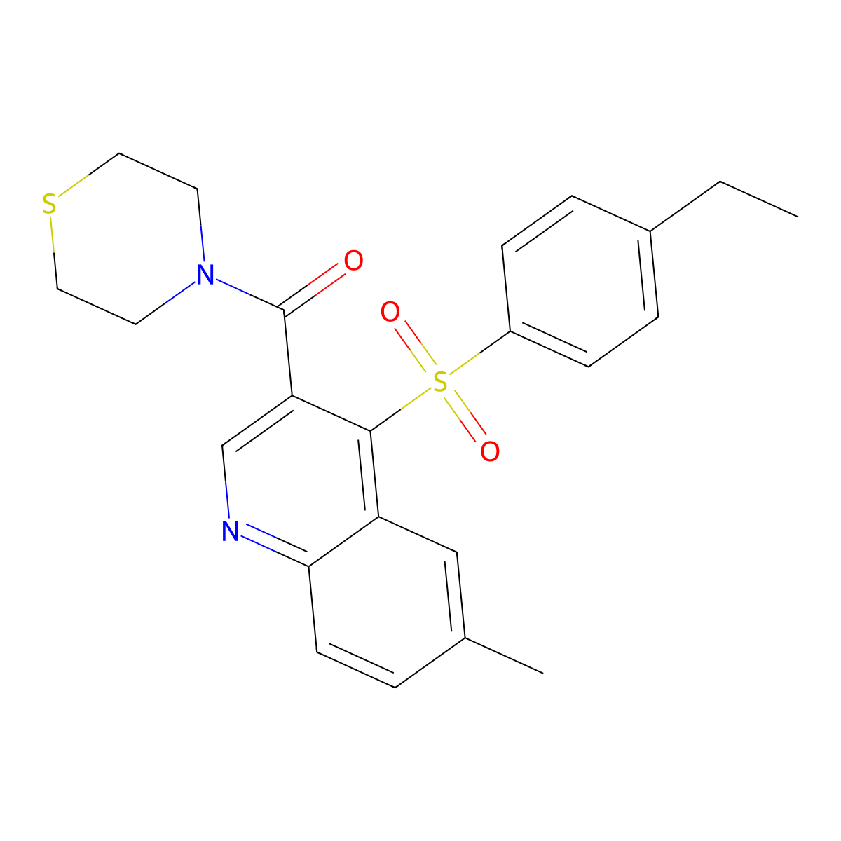(4-((4-Ethylphenyl)sulfonyl)-6-methylquinolin-3-yl)(thiomorpholino)methanone molecular structure, CAS 1110977-04-2