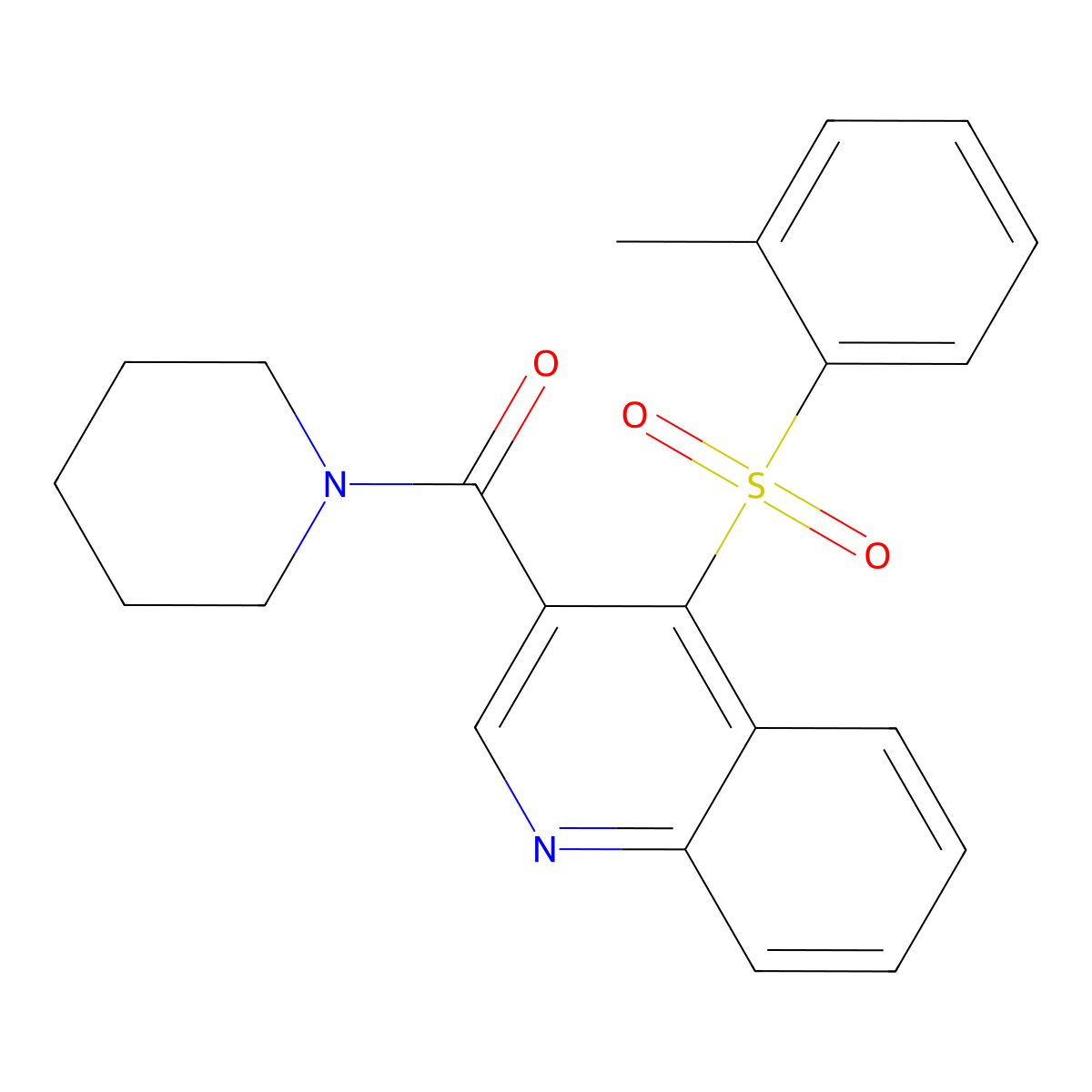 Piperidin-1-yl(4-(o-tolylsulfonyl)quinolin-3-yl)methanone molecular structure, CAS 1110977-24-6