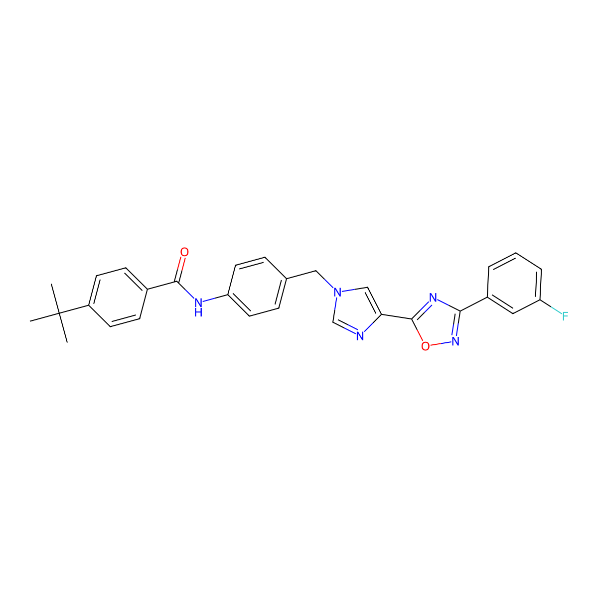 4-tert-butyl-N-[4-({4-[3-(3-fluorophenyl)-1,2,4-oxadiazol-5-yl]-1H-imidazol-1-yl}methyl)phenyl]benzamide molecular structure, CAS 1110977-87-1