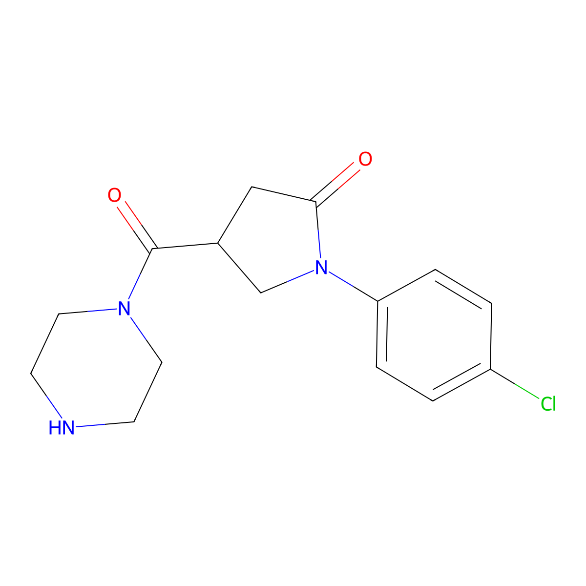 1-(4-Chlorophenyl)-4-(piperazin-1-ylcarbonyl)pyrrolidin-2-one molecular structure, CAS 1110977-96-2