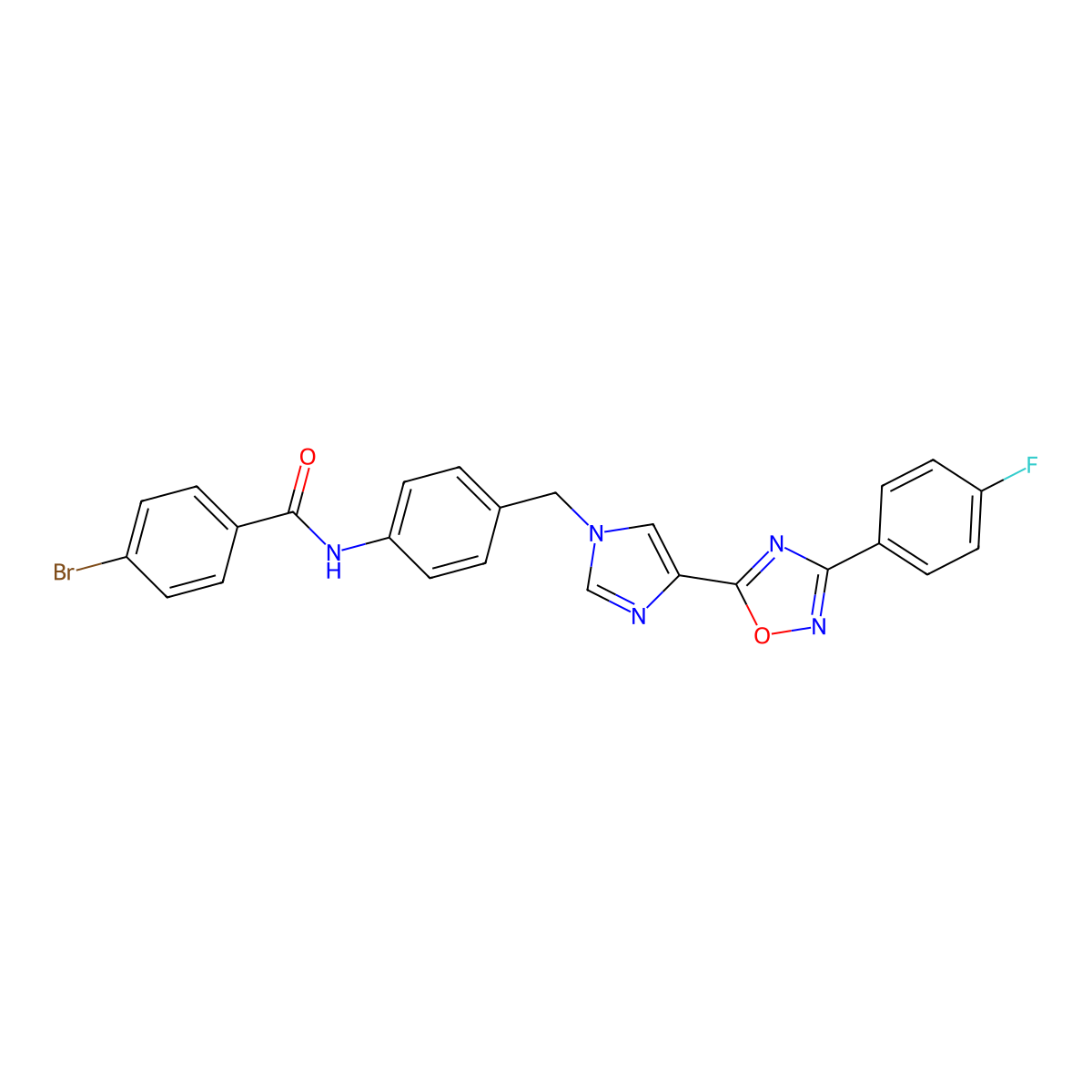 4-bromo-N-[4-({4-[3-(4-fluorophenyl)-1,2,4-oxadiazol-5-yl]-1H-imidazol-1-yl}methyl)phenyl]benzamide molecular structure, CAS 1110978-10-3
