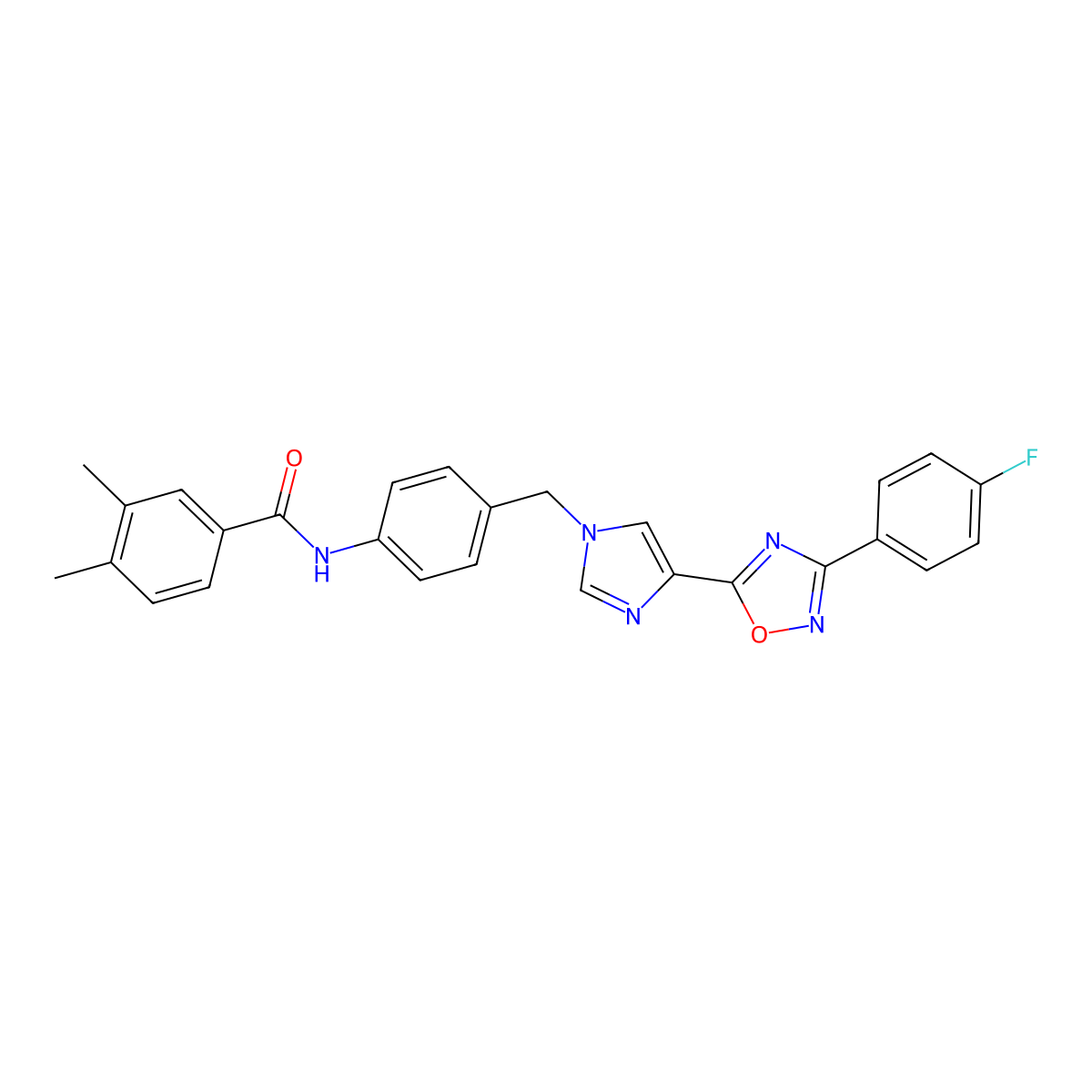 N-[4-({4-[3-(4-fluorophenyl)-1,2,4-oxadiazol-5-yl]-1H-imidazol-1-yl}methyl)phenyl]-3,4-dimethylbenzamide molecular structure, CAS 1110978-36-3