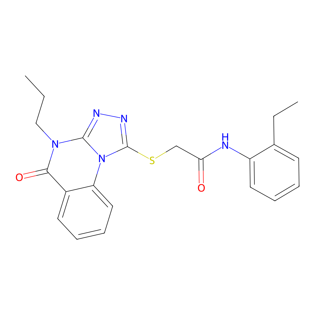 N-(2-ethylphenyl)-2-((5-oxo-4-propyl-4,5-dihydro-[1,2,4]triazolo[4,3-a]quinazolin-1-yl)thio)acetamide molecular structure, CAS 1110979-26-4