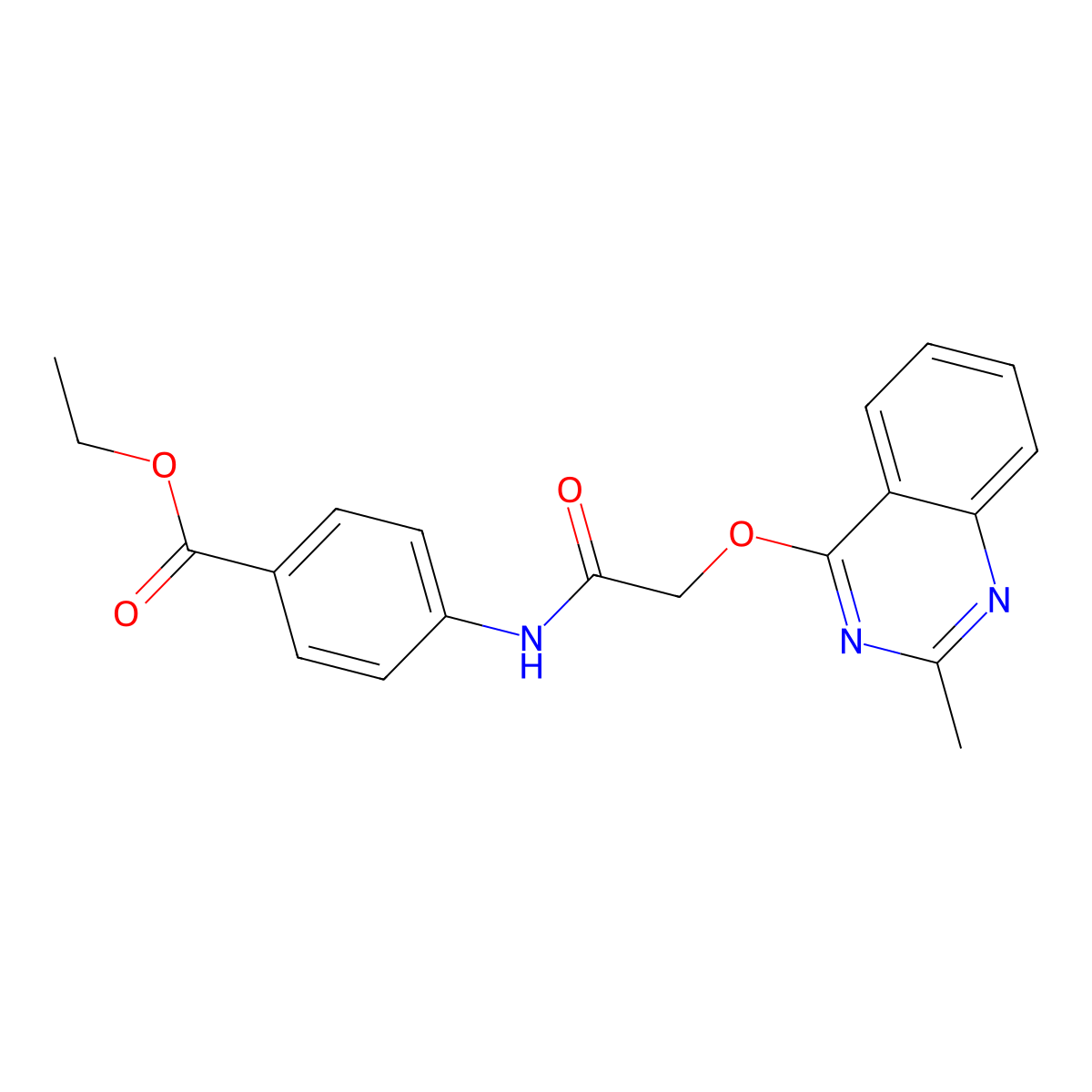 Ethyl 4-(2-((2-methylquinazolin-4-yl)oxy)acetamido)benzoate molecular structure, CAS 1110979-55-9