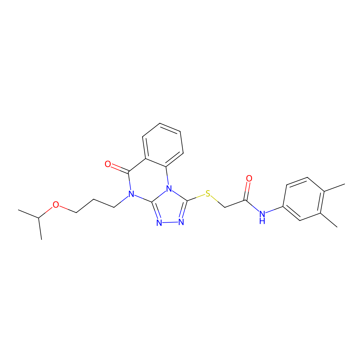 N-(3,4-dimethylphenyl)-2-((4-(3-isopropoxypropyl)-5-oxo-4,5-dihydro-[1,2,4]triazolo[4,3-a]quinazolin-1-yl)thio)acetamide molecular structure, CAS 1110979-85-5