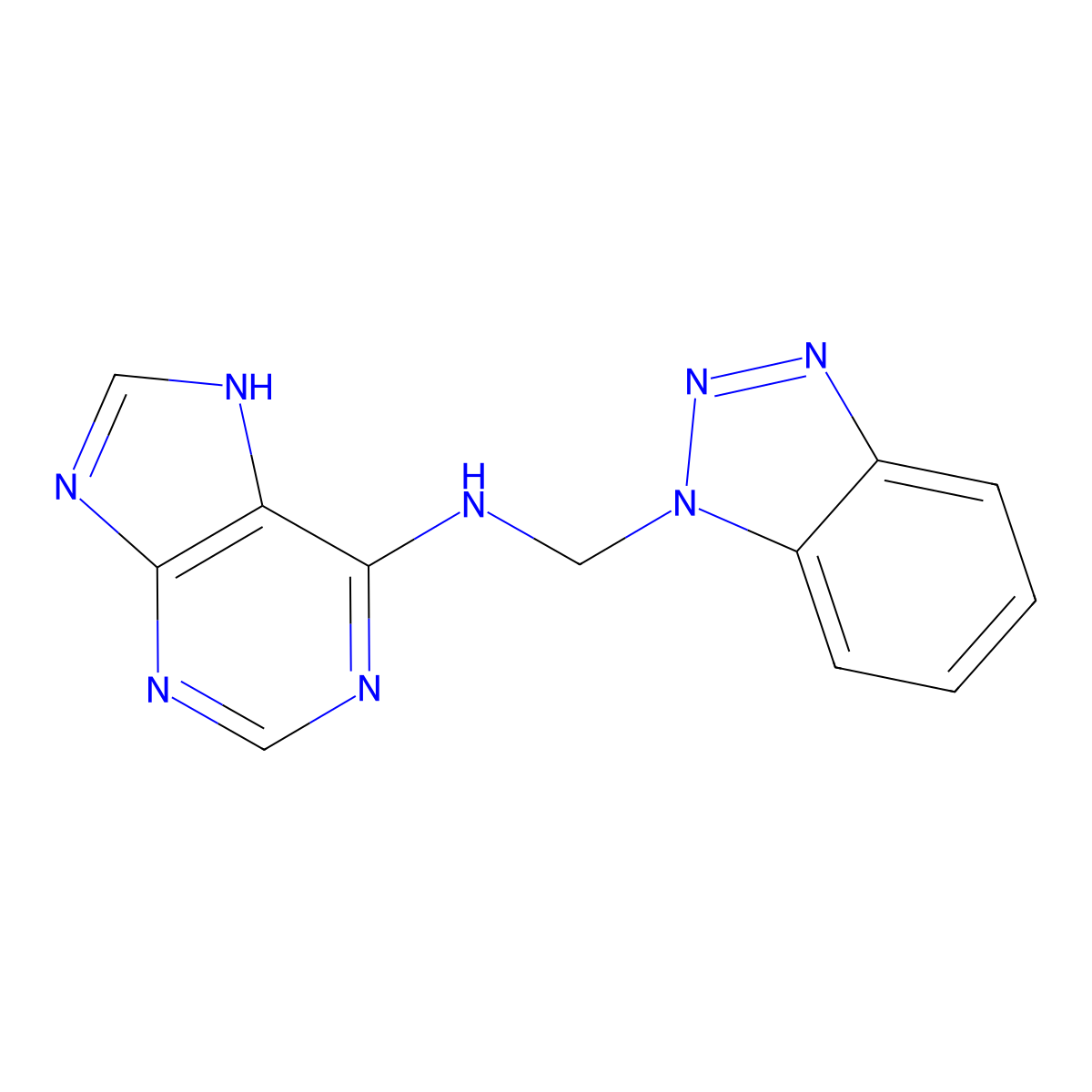 N-(1H-1,2,3-Benzotriazol-1-ylmethyl)-9H-purin-6-amine molecular structure, CAS 111098-24-9