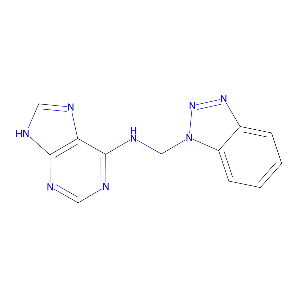 N-(1H-1,2,3-Benzotriazol-1-ylmethyl)-9H-purin-6-amine molecular structure, CAS 111098-24-9