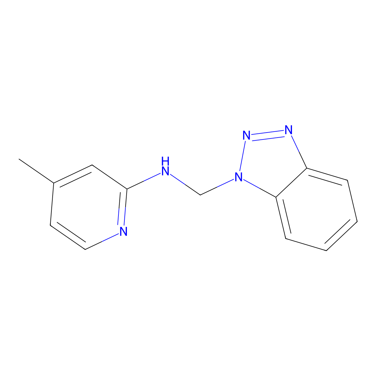 N-(benzotriazol-1-ylmethyl)-4-methylpyridin-2-amine molecular structure, CAS 111098-30-7