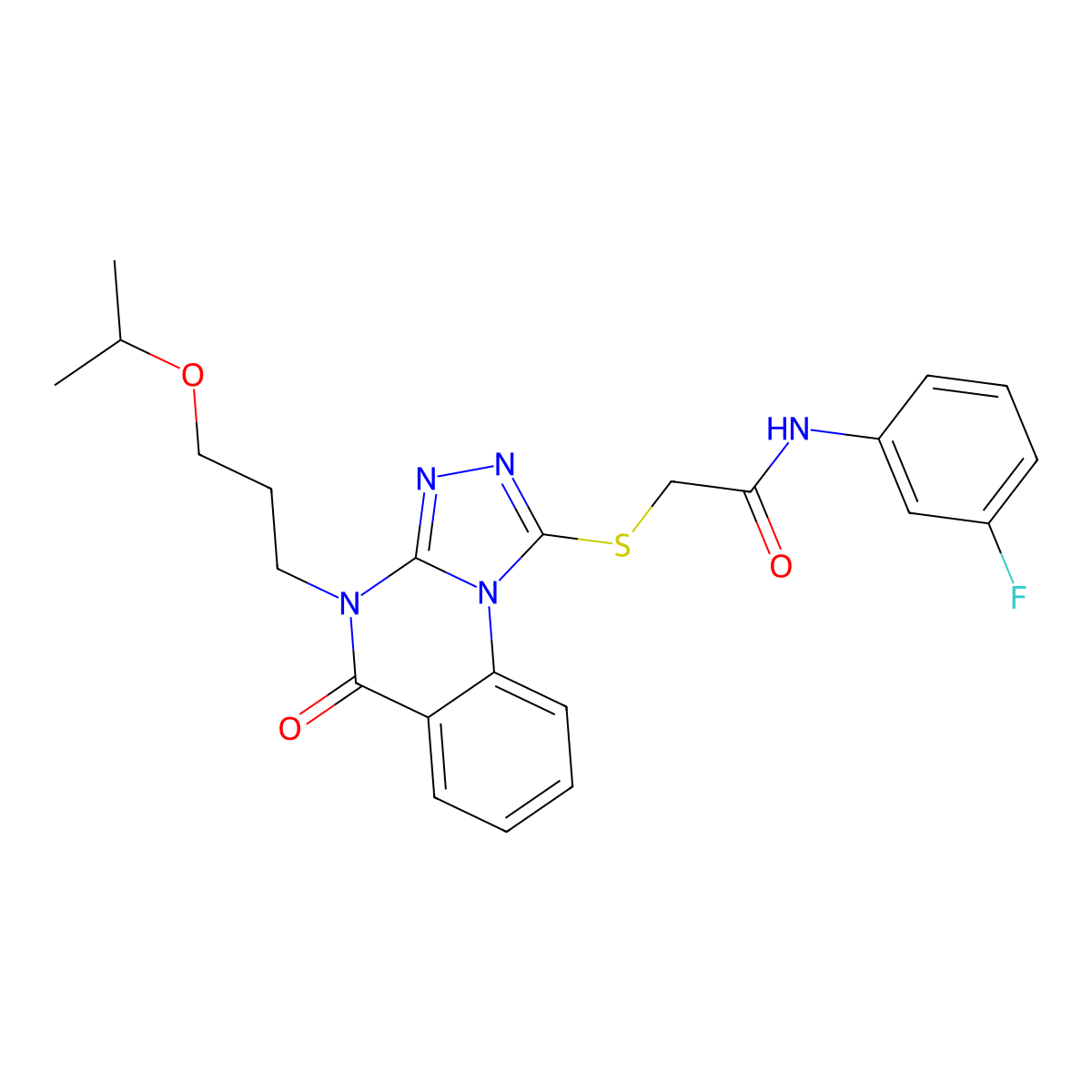 N-(3-fluorophenyl)-2-({5-oxo-4-[3-(propan-2-yloxy)propyl]-4H,5H-[1,2,4]triazolo[4,3-a]quinazolin-1-yl}sulfanyl)acetamide molecular structure, CAS 1110980-01-2
