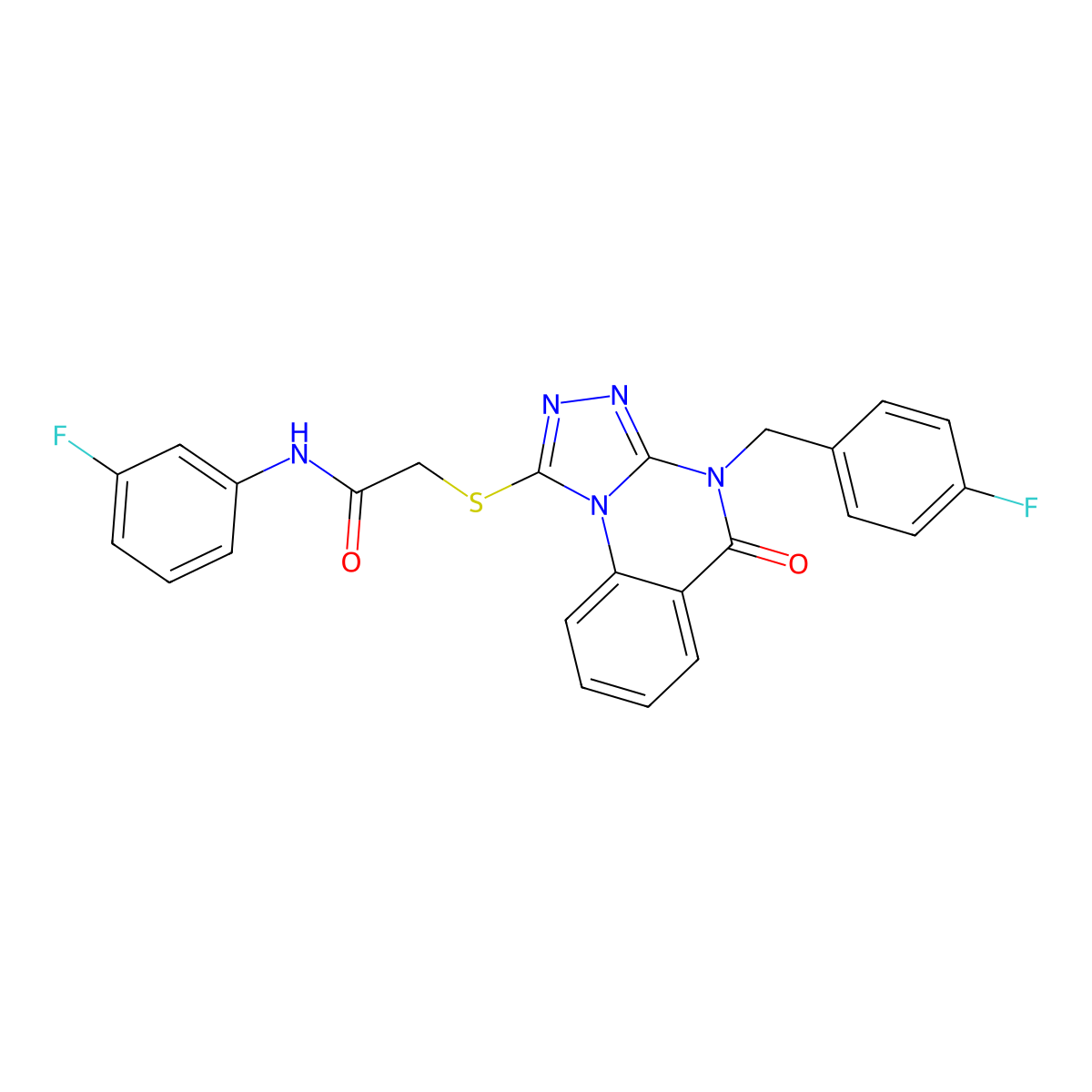 2-((4-(4-fluorobenzyl)-5-oxo-4,5-dihydro-[1,2,4]triazolo[4,3-a]quinazolin-1-yl)thio)-N-(3-fluorophenyl)acetamide molecular structure, CAS 1110980-25-0