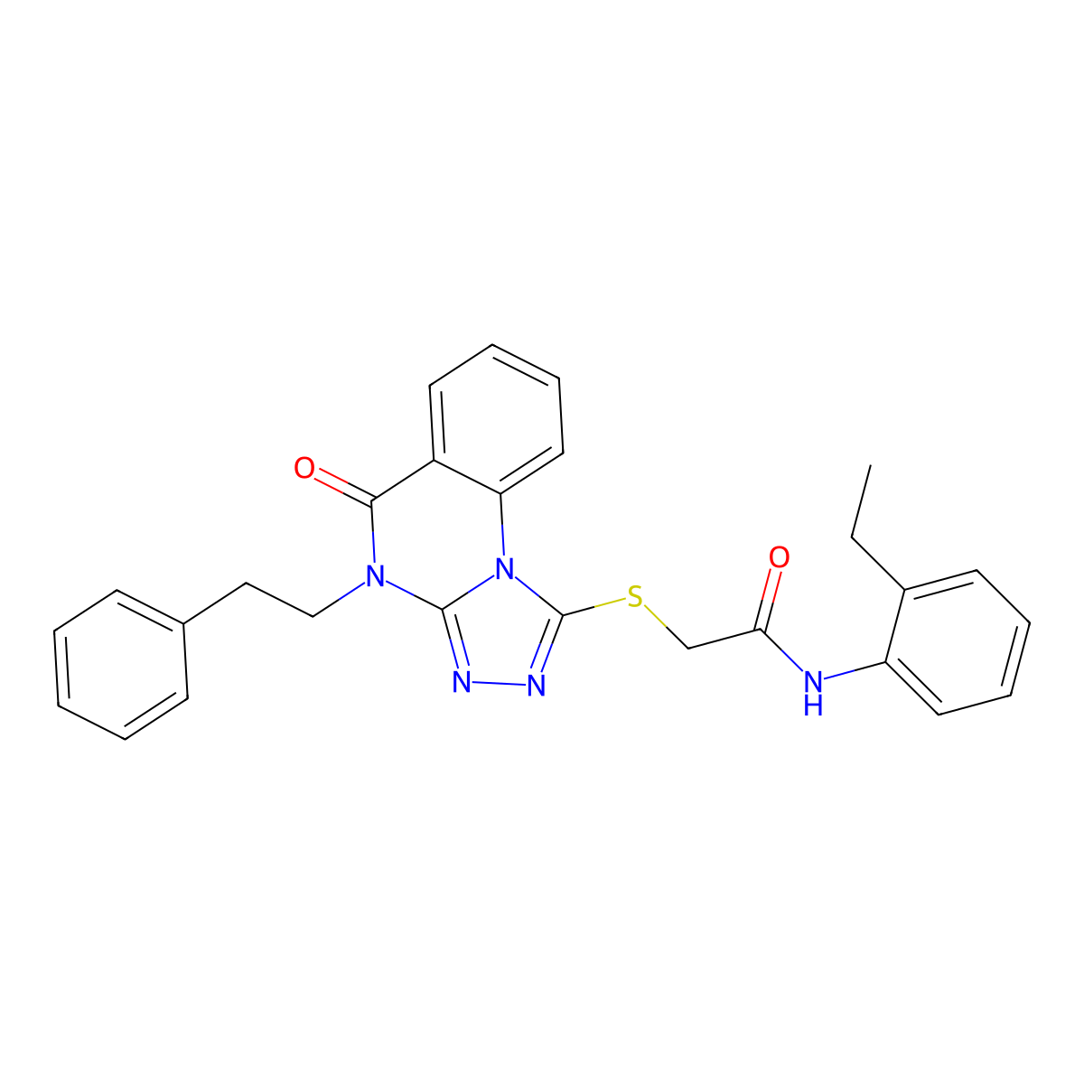 N-(2-ethylphenyl)-2-((5-oxo-4-phenethyl-4,5-dihydro-[1,2,4]triazolo[4,3-a]quinazolin-1-yl)thio)acetamide molecular structure, CAS 1110980-33-0
