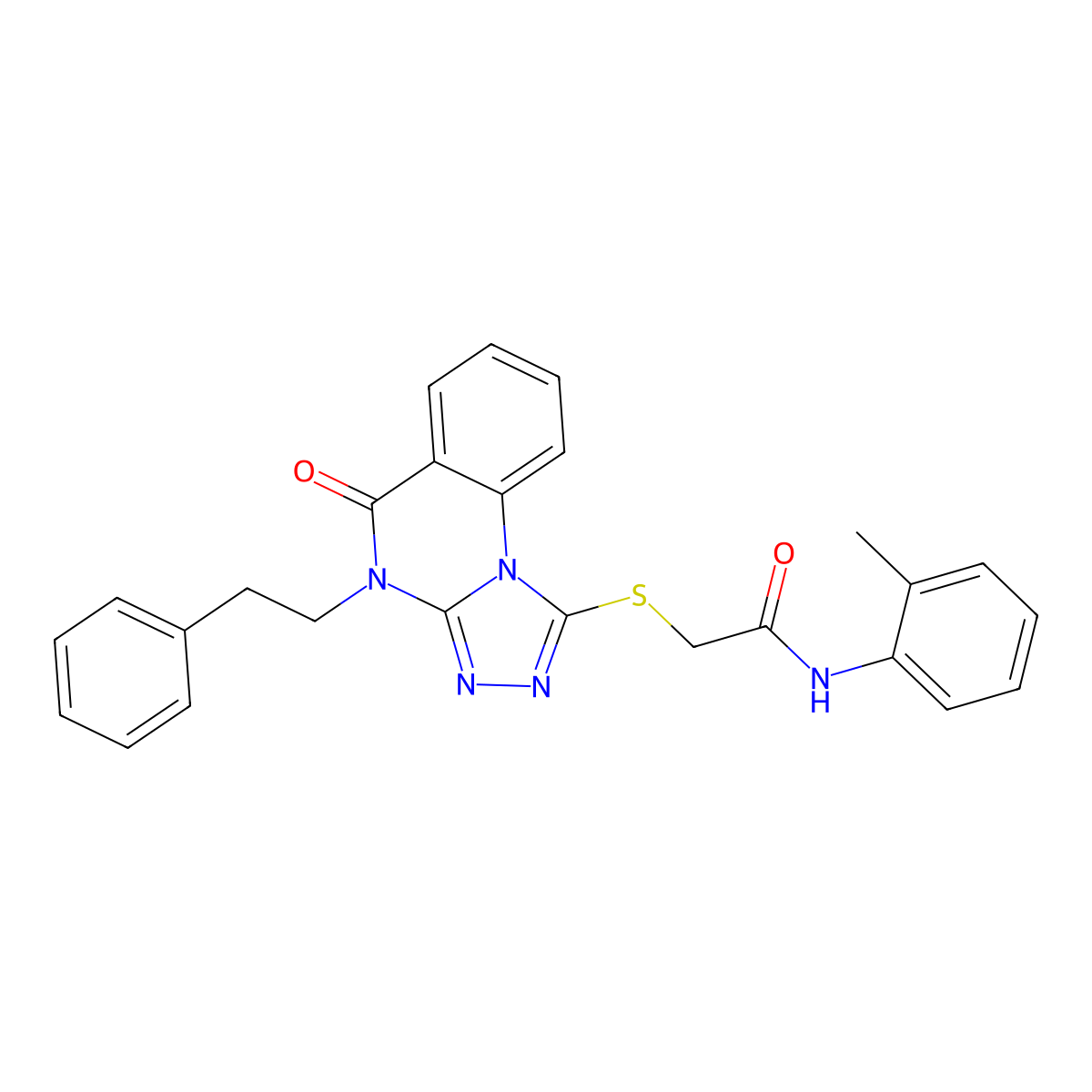 2-((5-oxo-4-phenethyl-4,5-dihydro-[1,2,4]triazolo[4,3-a]quinazolin-1-yl)thio)-N-(o-tolyl)acetamide molecular structure, CAS 1110980-37-4