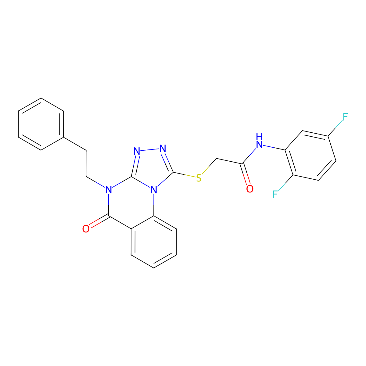 N-(2,5-difluorophenyl)-2-((5-oxo-4-phenethyl-4,5-dihydro-[1,2,4]triazolo[4,3-a]quinazolin-1-yl)thio)acetamide molecular structure, CAS 1110980-47-6